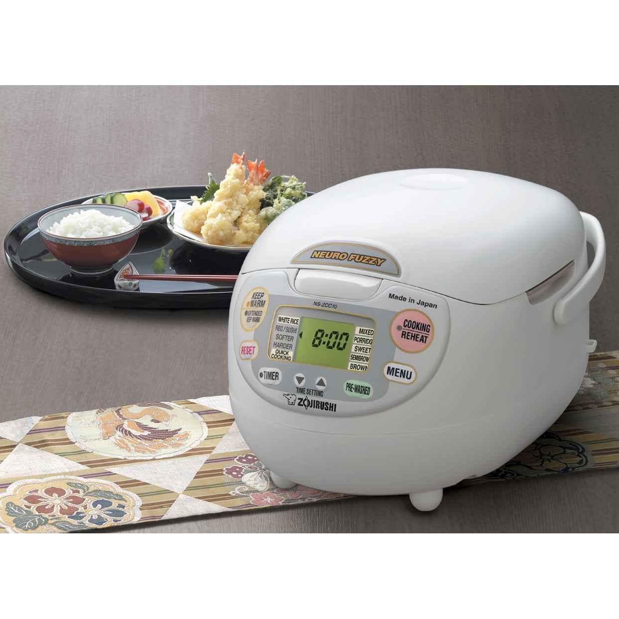 Zojirushi NS-ZCC10WZ Neuro Fuzzy Rice Cooker & Warmer, 5.5 Cup (Uncooked), Premium White, Made in Japan