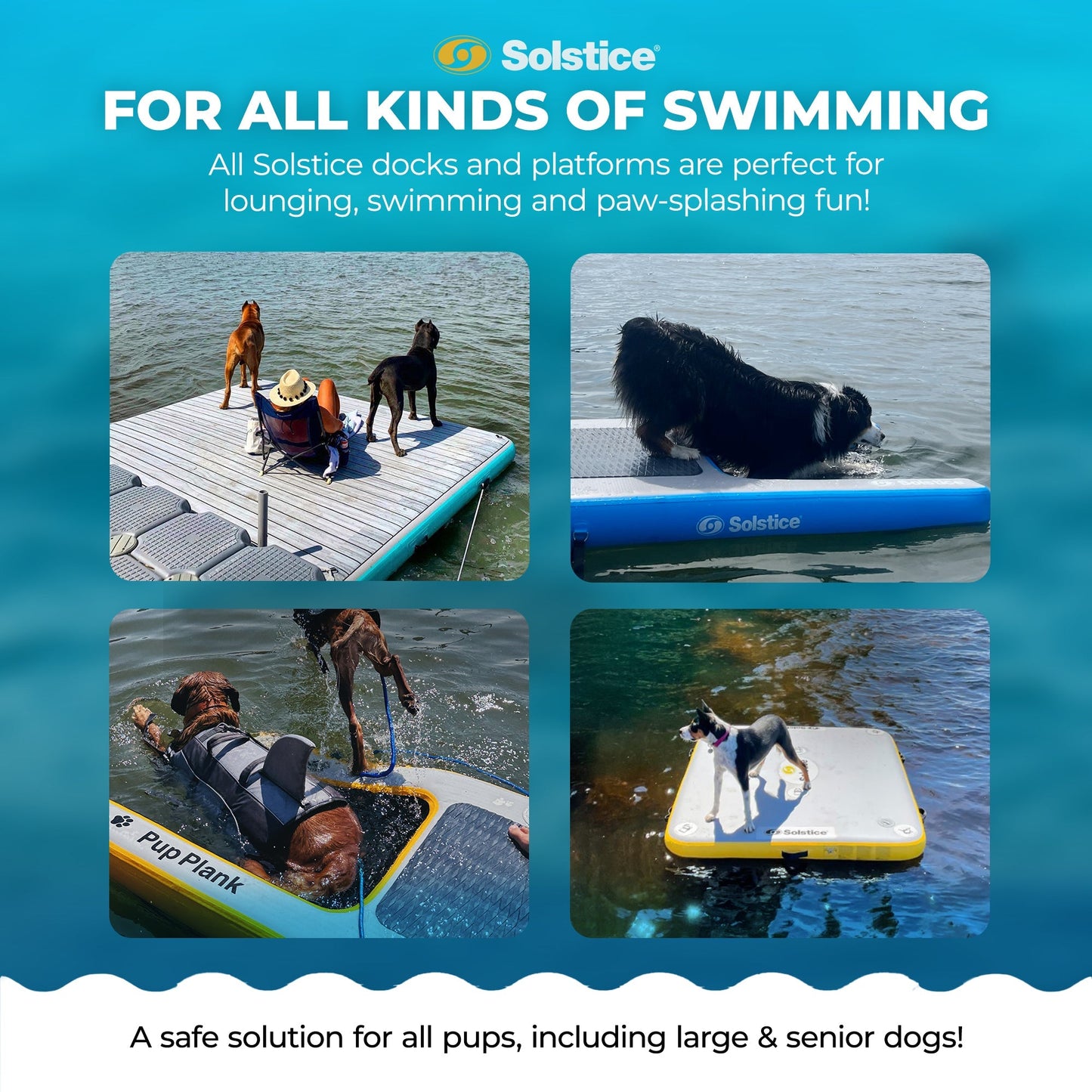 Solstice Original Floating Inflatable Dock RISE Water Mat 7 x 7 Foot Platform