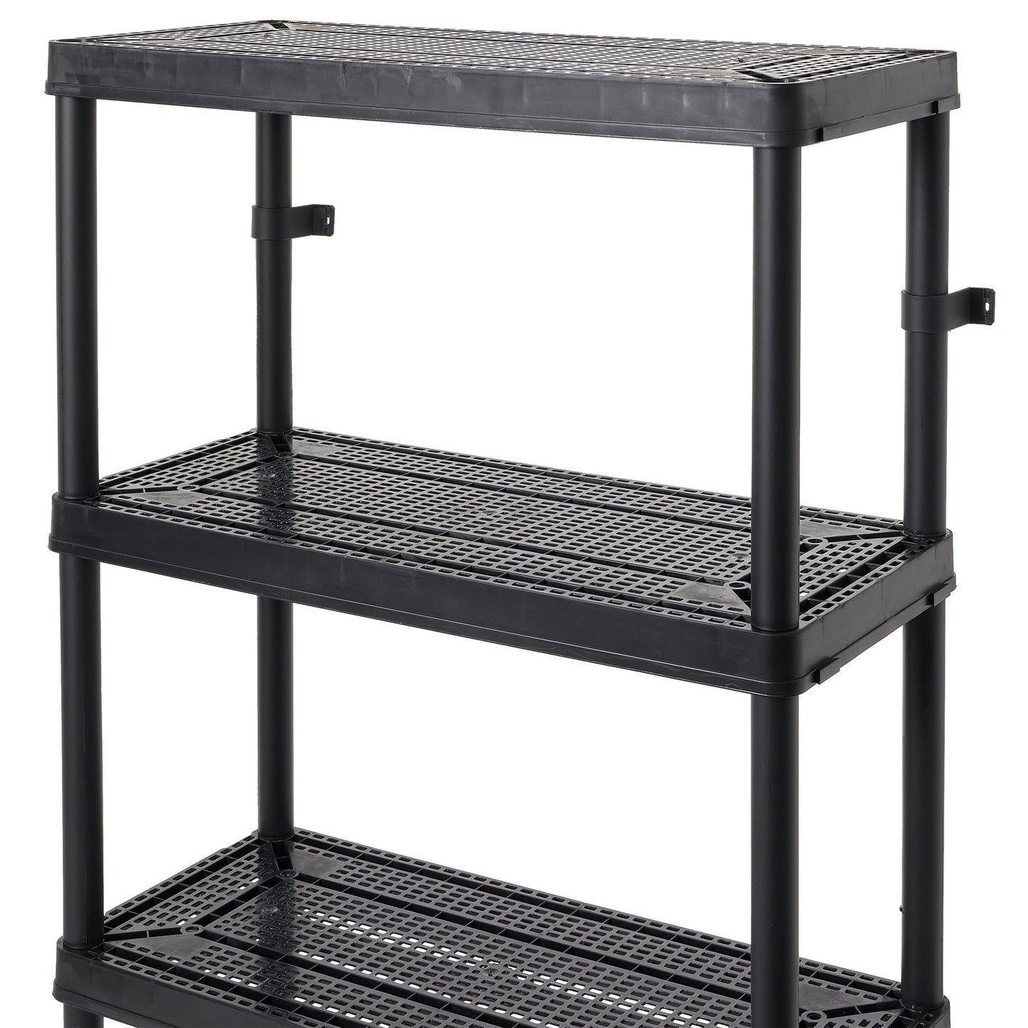 Gracious Living 4 Shelf Fixed Height Ventilated Medium Duty Storage Unit, Black