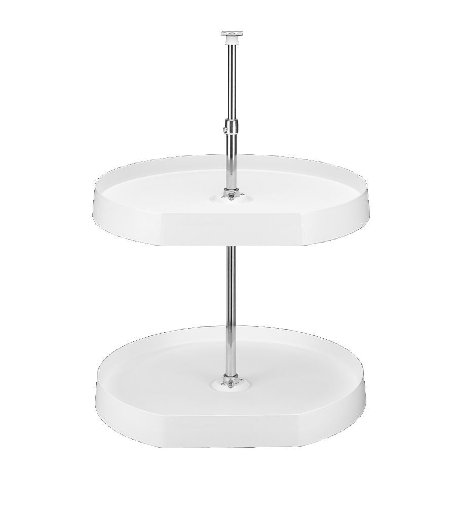 Rev-A-Shelf 20" Lazy Susan D-Shaped Cabinet Polymer Two-Tier, White, 7012-20-11-52