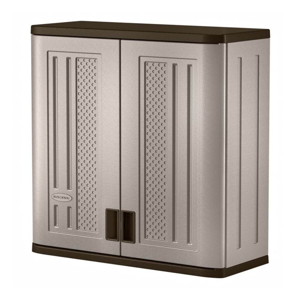 Suncast 4 Ft Resin Single Shelf Garage Wall Storage Cabinet, Platinum (3 Pack)