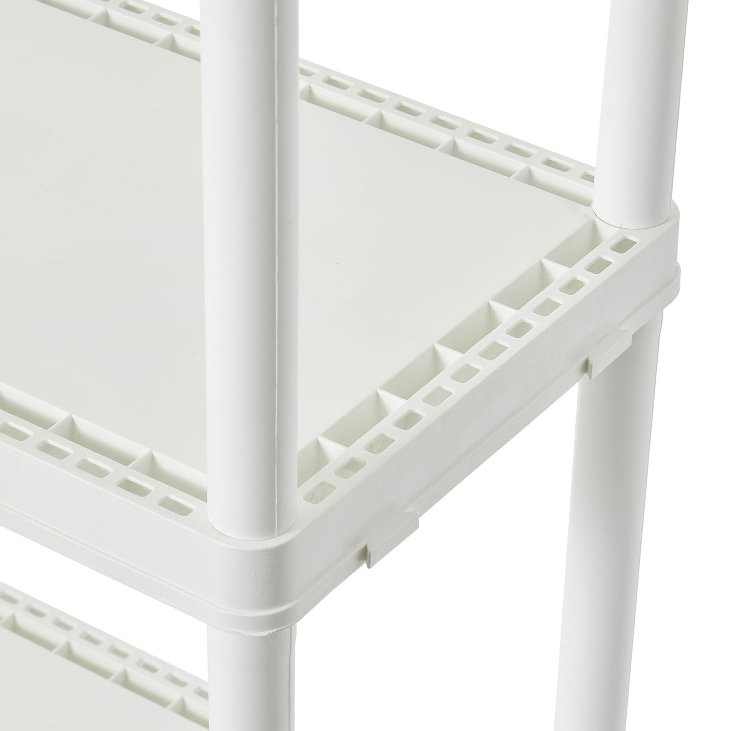 Gracious Living 4 Shelf Fixed Height Solid Light Duty Home Storage Unit, White