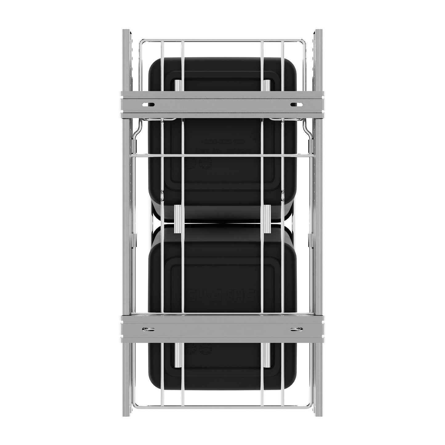 Rev-A-Shelf Double Pullout Trash Can 27 qt. for Kitchen, Black, RV-15KD-18C S