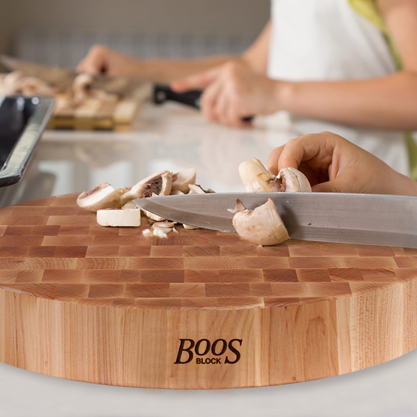 John Boos Maple Wood End Grain Round Board for Kitchen, 18" x 18" x 3"