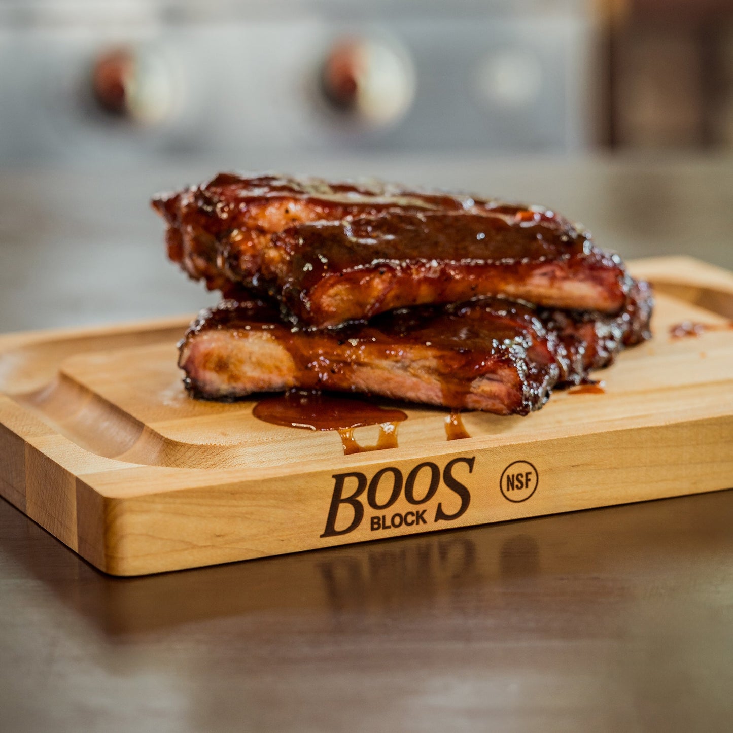 John Boos Chop N Slice Maple Wood Edge Grain Cutting Board, 8" x 12" x 1.25"