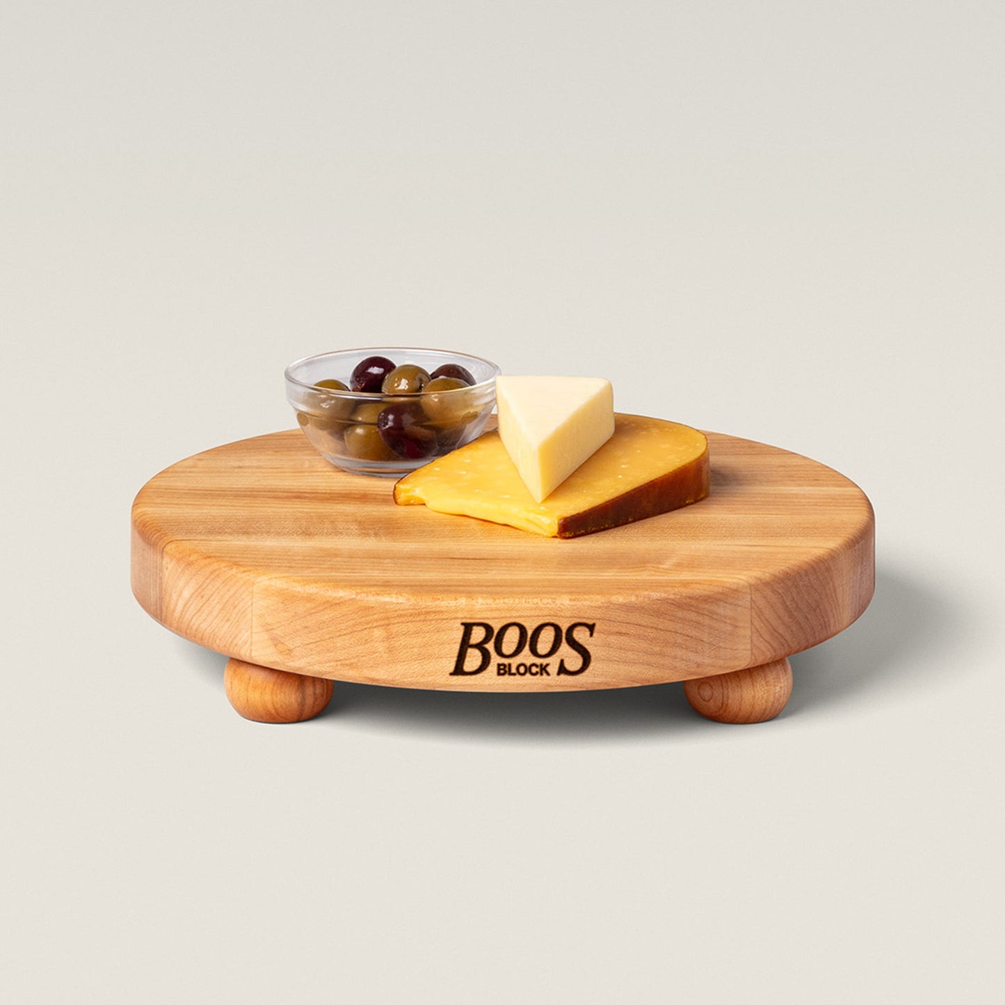 John Boos Maple Wood Edge Grain Round Cutting Board for Kitchen, 12" x 1.5"