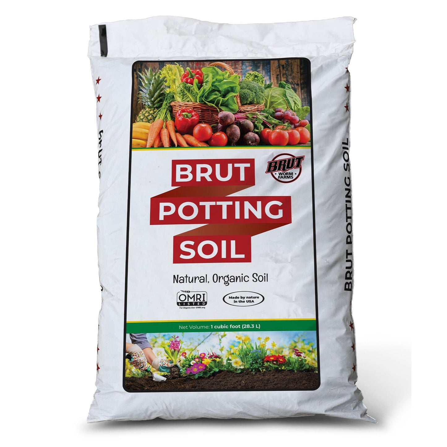 Brut Organic Potting Soil, 1 CF, Indoor and Outdoor Container Plants, 2 Pack