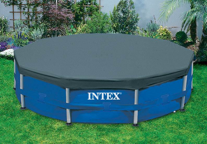 Intex Pool Ladder for 48 Inch Wall Pools & 15' Pool Debris Cover w/ Drain Holes