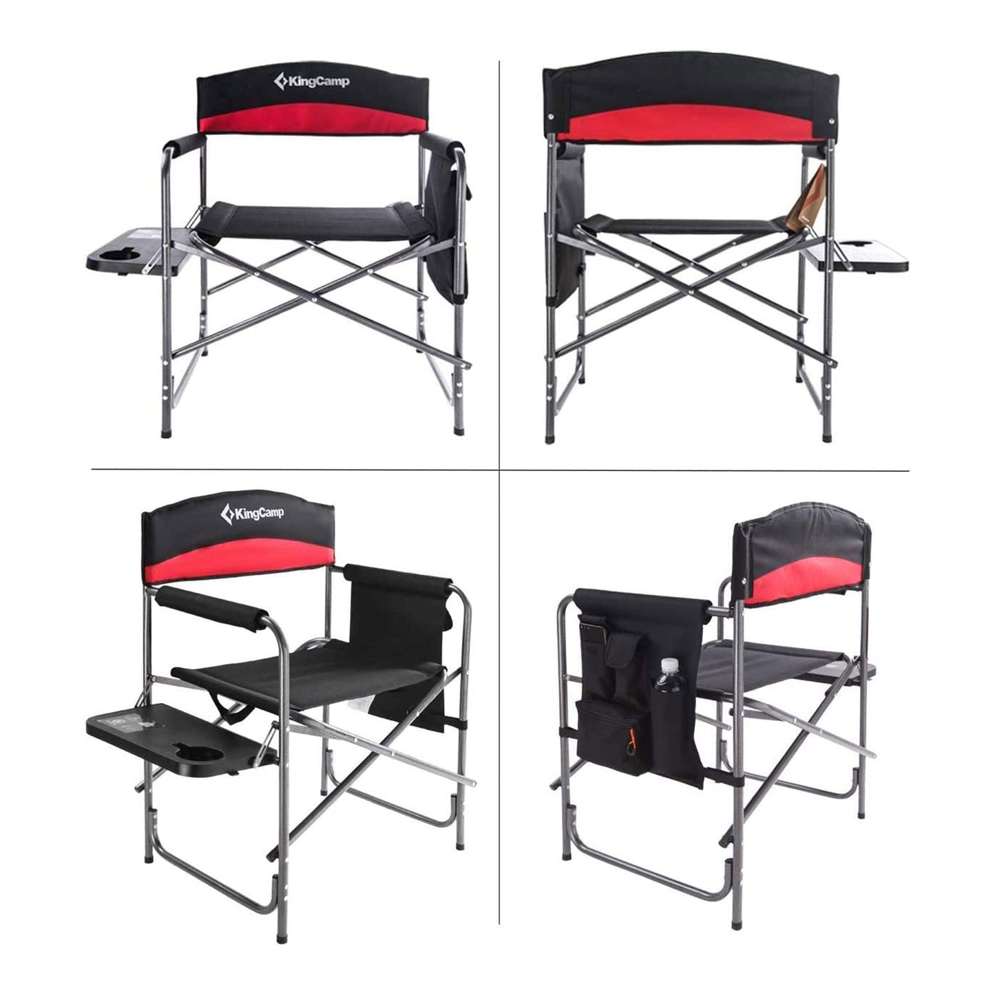 KingCamp Compact Camping Folding Chair with Side Table and Storage Pocket, Red