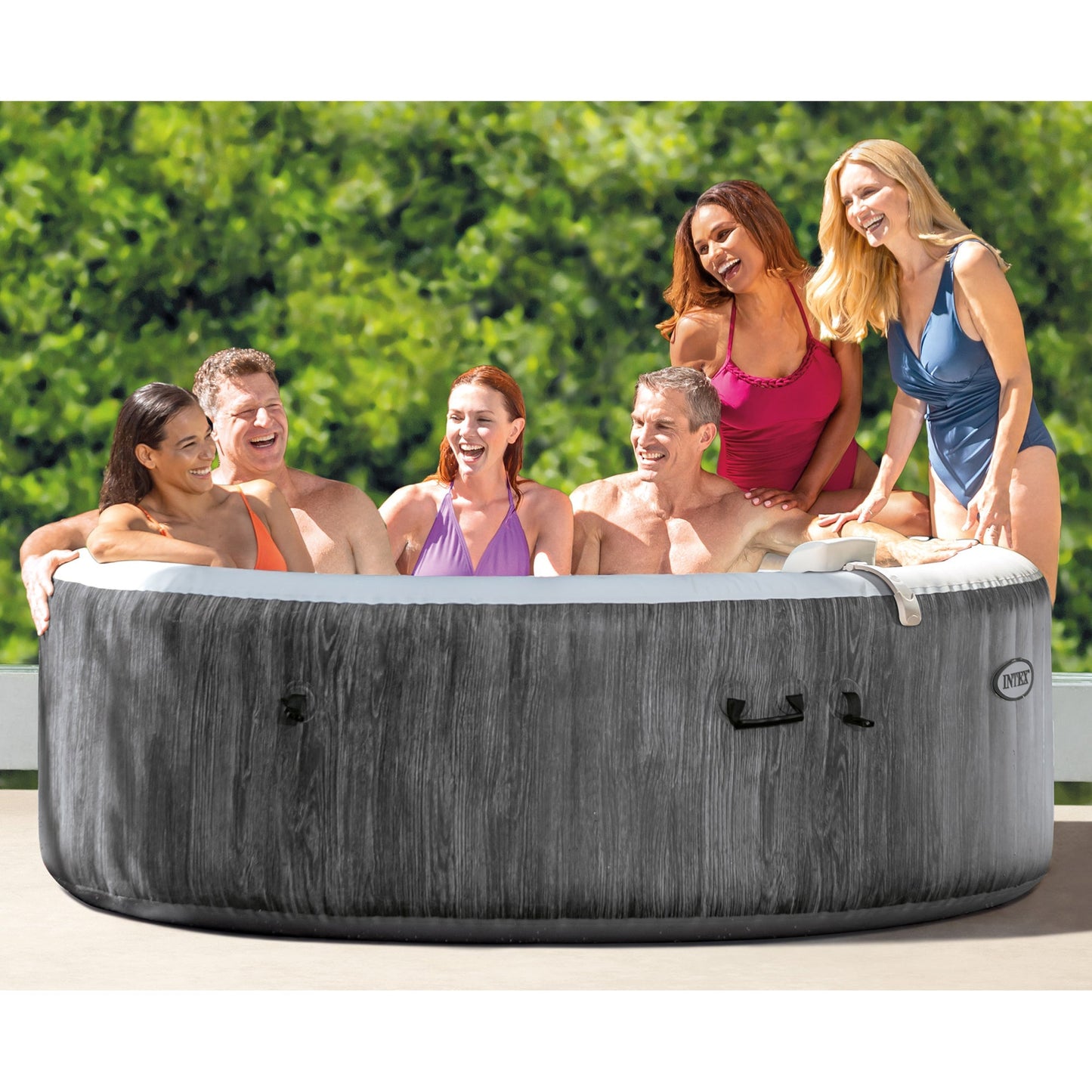 INTEX PureSpa Greywood Inflatable Spa & Attachable Drink & Snack Tray (4 Pack)