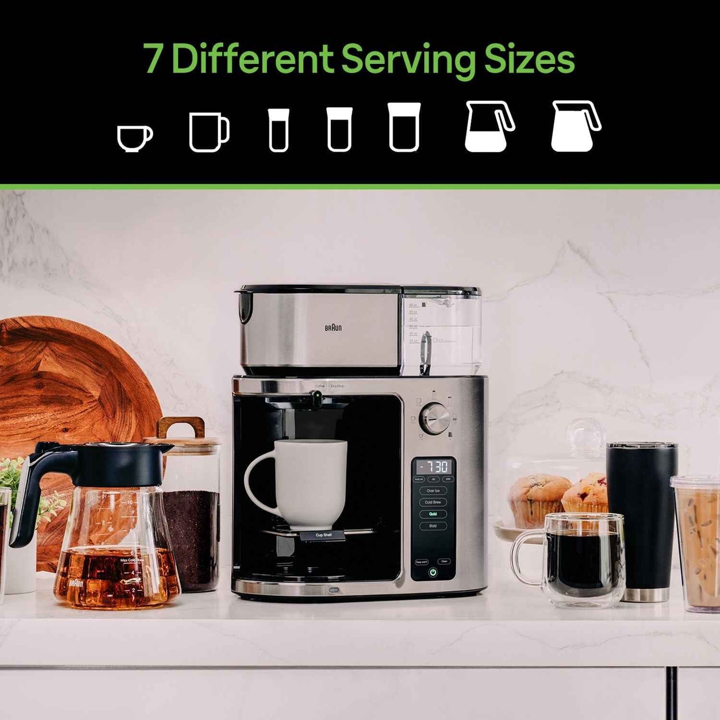 Braun MultiServe Drip Coffee, Single Serve Brewer, KF9270SI
