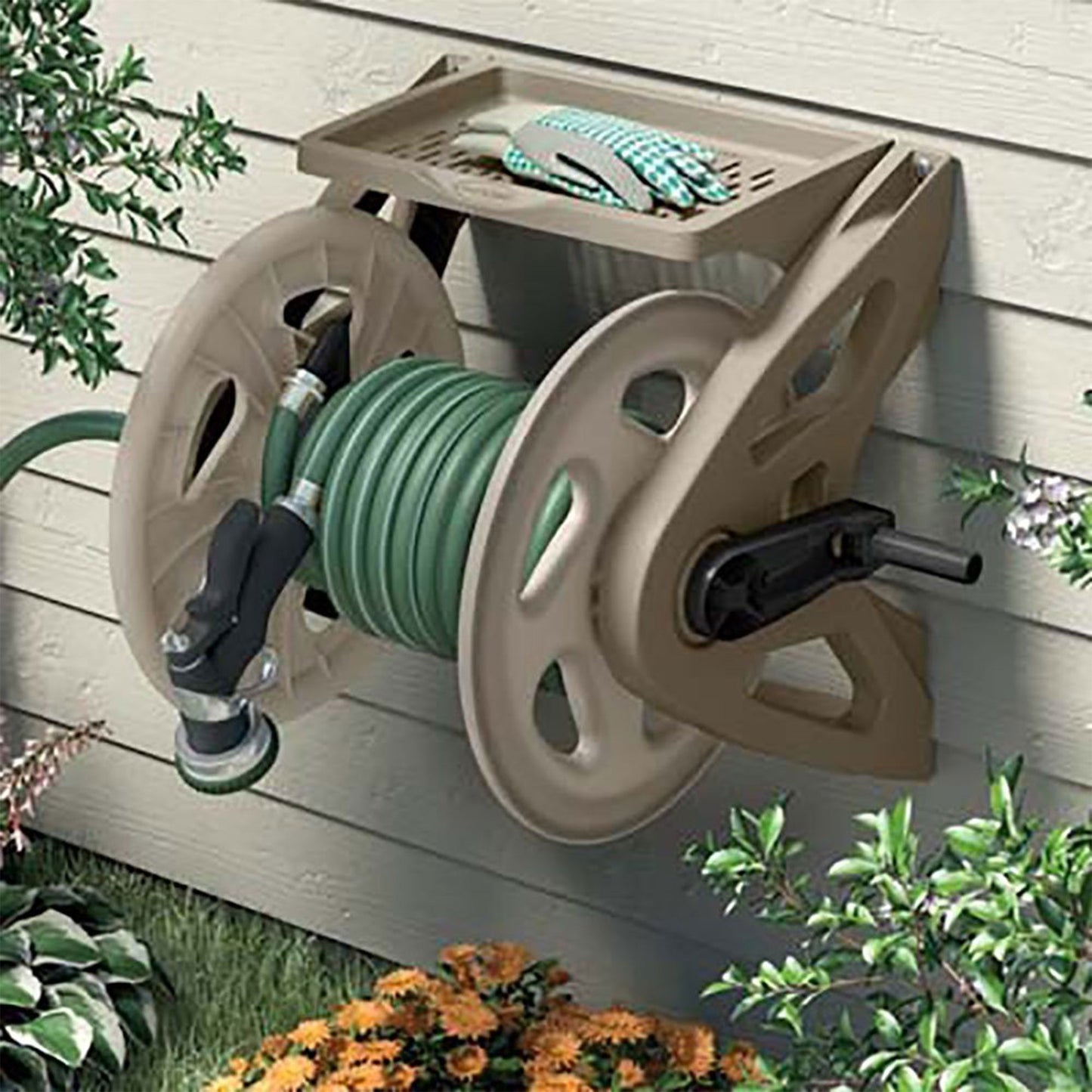 Suncast Handler 200 Foot Plastic Wall Mounted Outdoor Garden Hose Reel (3 Pack)