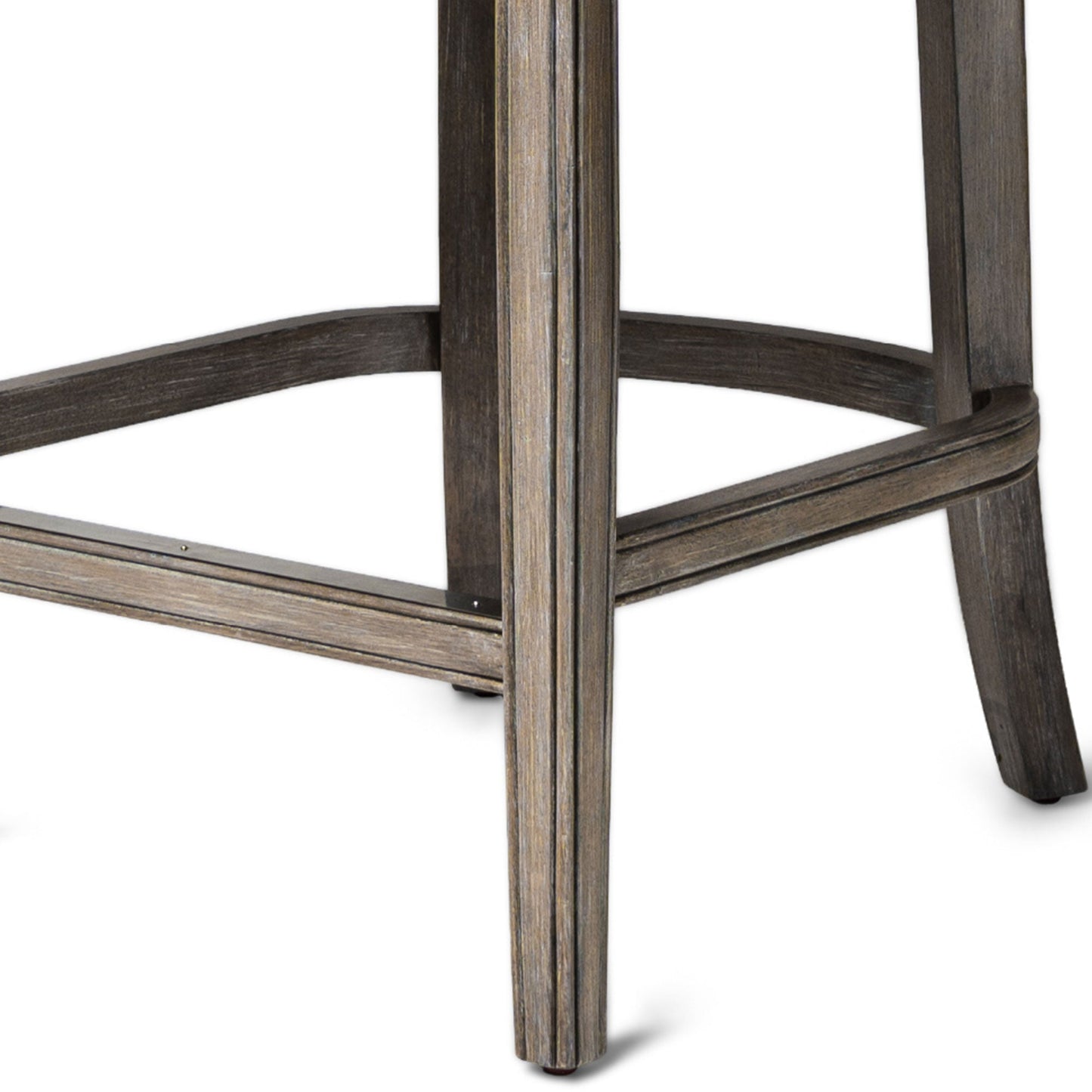 Maven Lane Hugo Counter Stool, Reclaimed Oak Finish & Ash Grey Fabric Upholstery