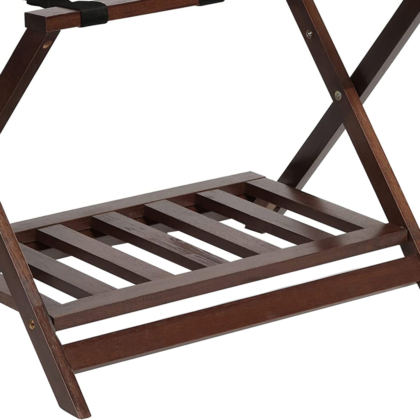 PJ Wood Hotel Style Home Folding Suitcase Luggage Rack w/Shelf, Walnut (2 Pack) - Find Fresh Goods