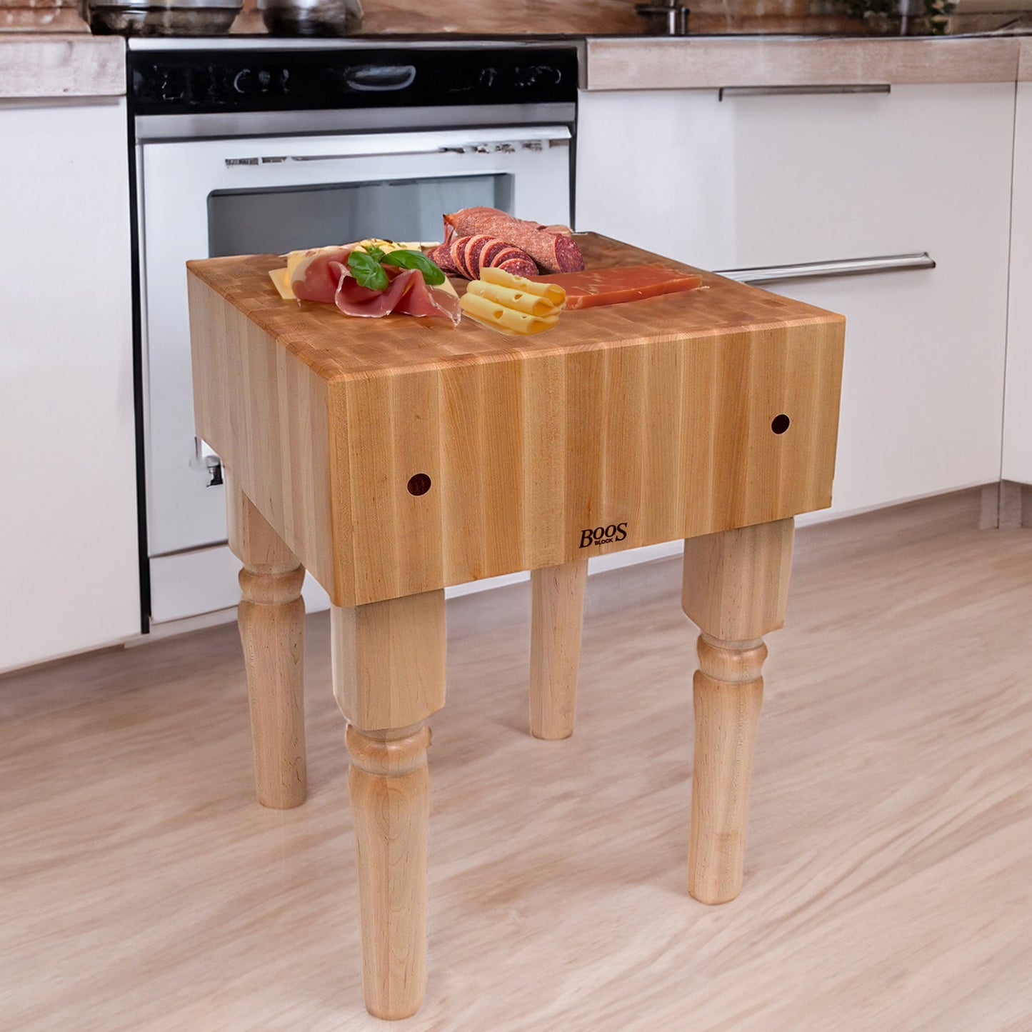 John Boos AB Series Square Wood Butcher Block Prep Table, 18" x 18", Maple