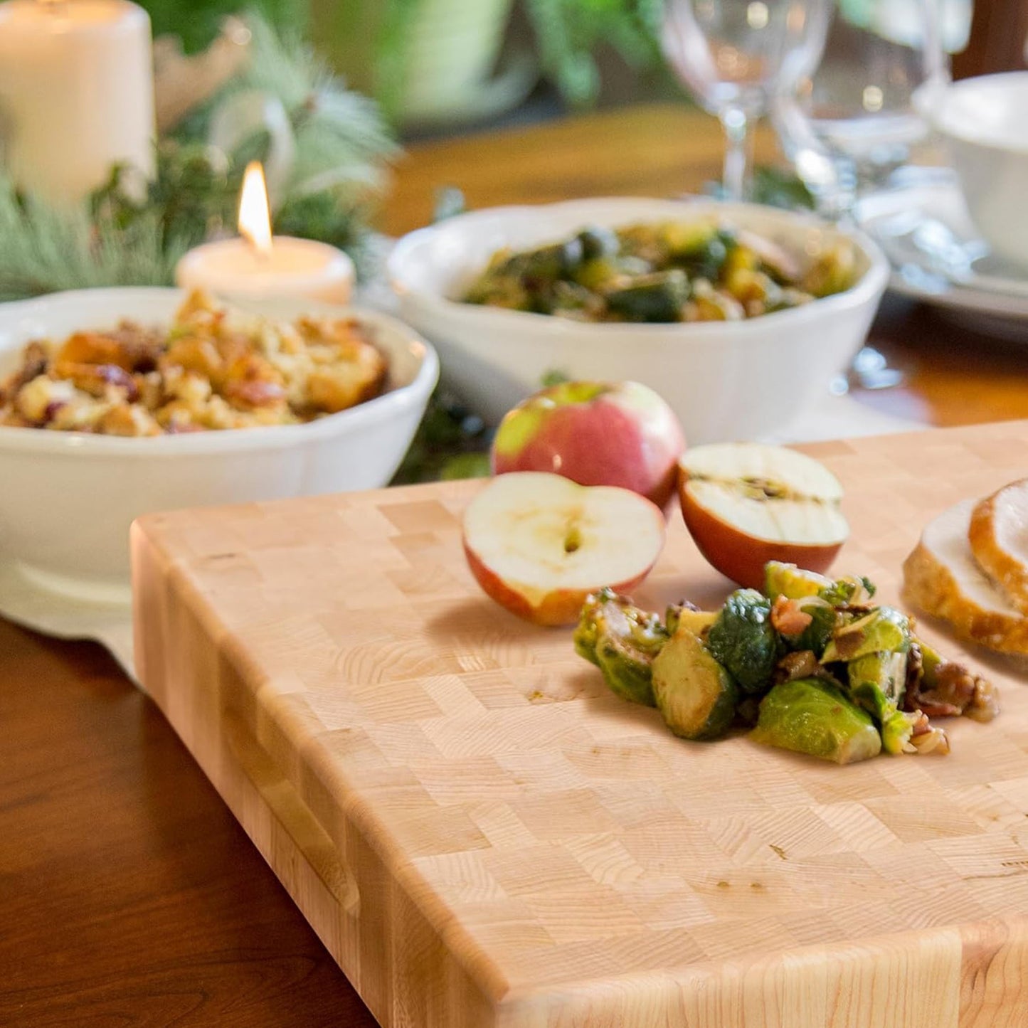 John Boos Small Maple Wood End Grain Cutting Board for Kitchen 18" x 18" x 2.25"