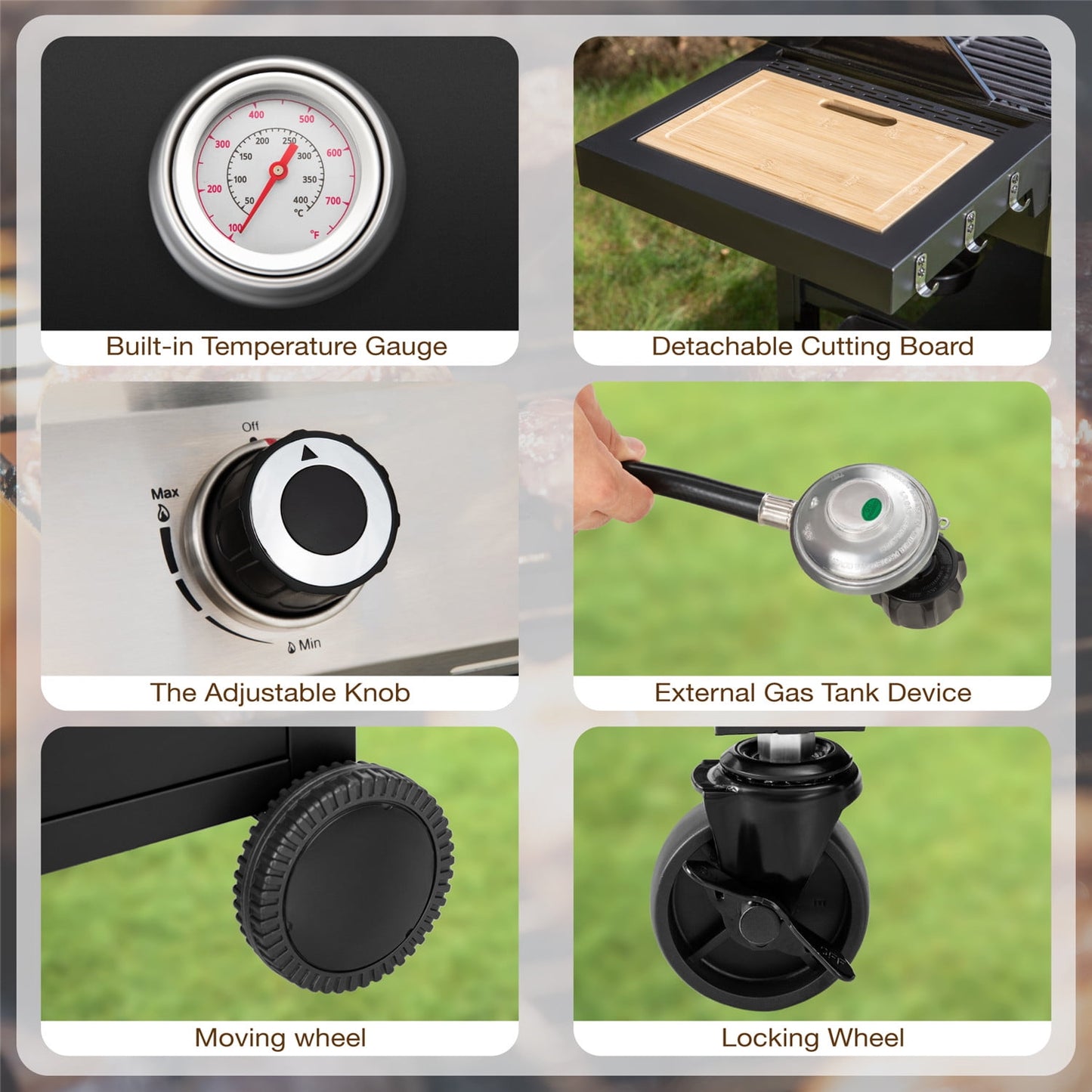 Summit Living 5-Burner Outdoor Propane Gas Grill and Griddle Combo BBQ Grill with Lid 54,000 BUT