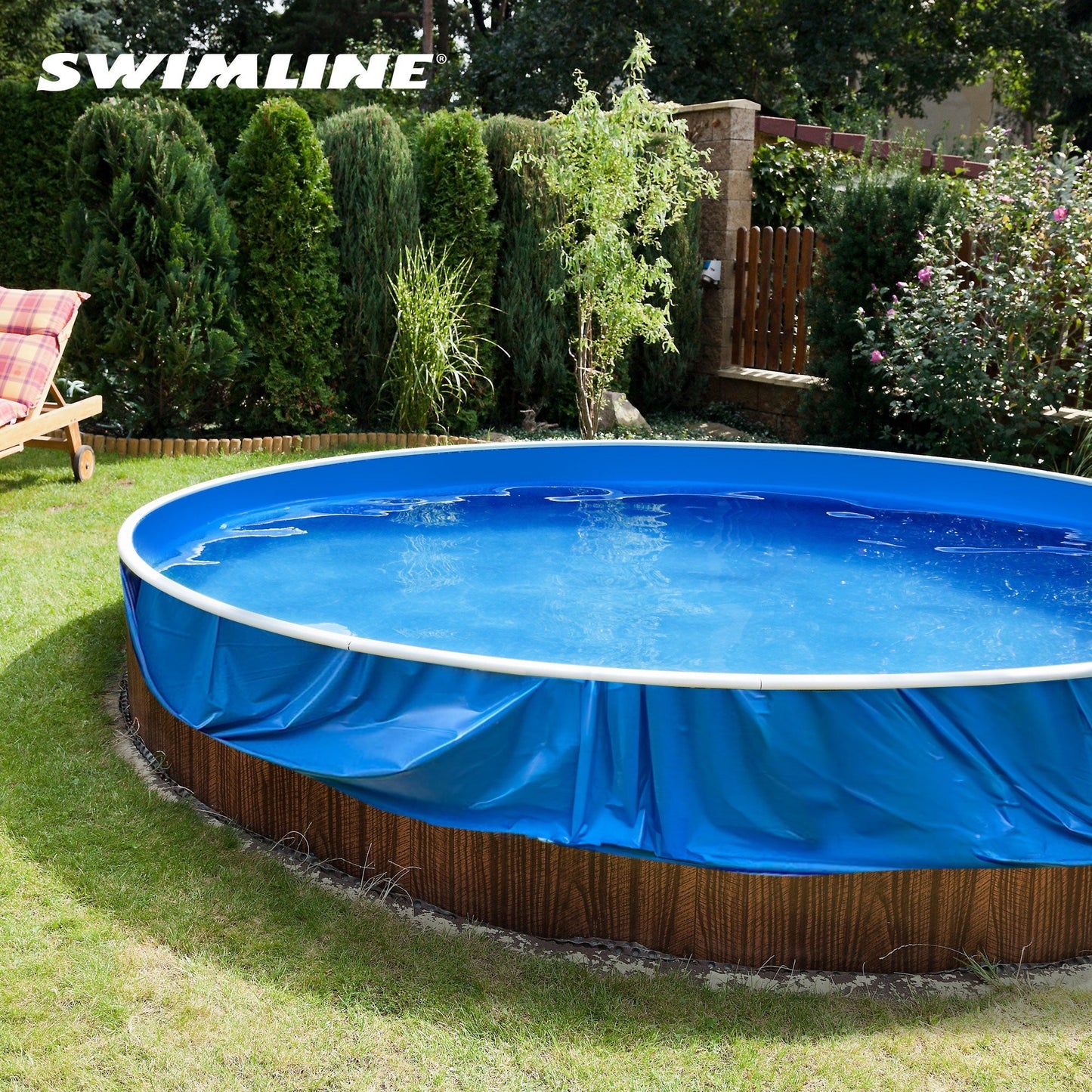 Swimline LI184820 18' Solid Blue Round Above Ground Swimming Pool Overlap Liner