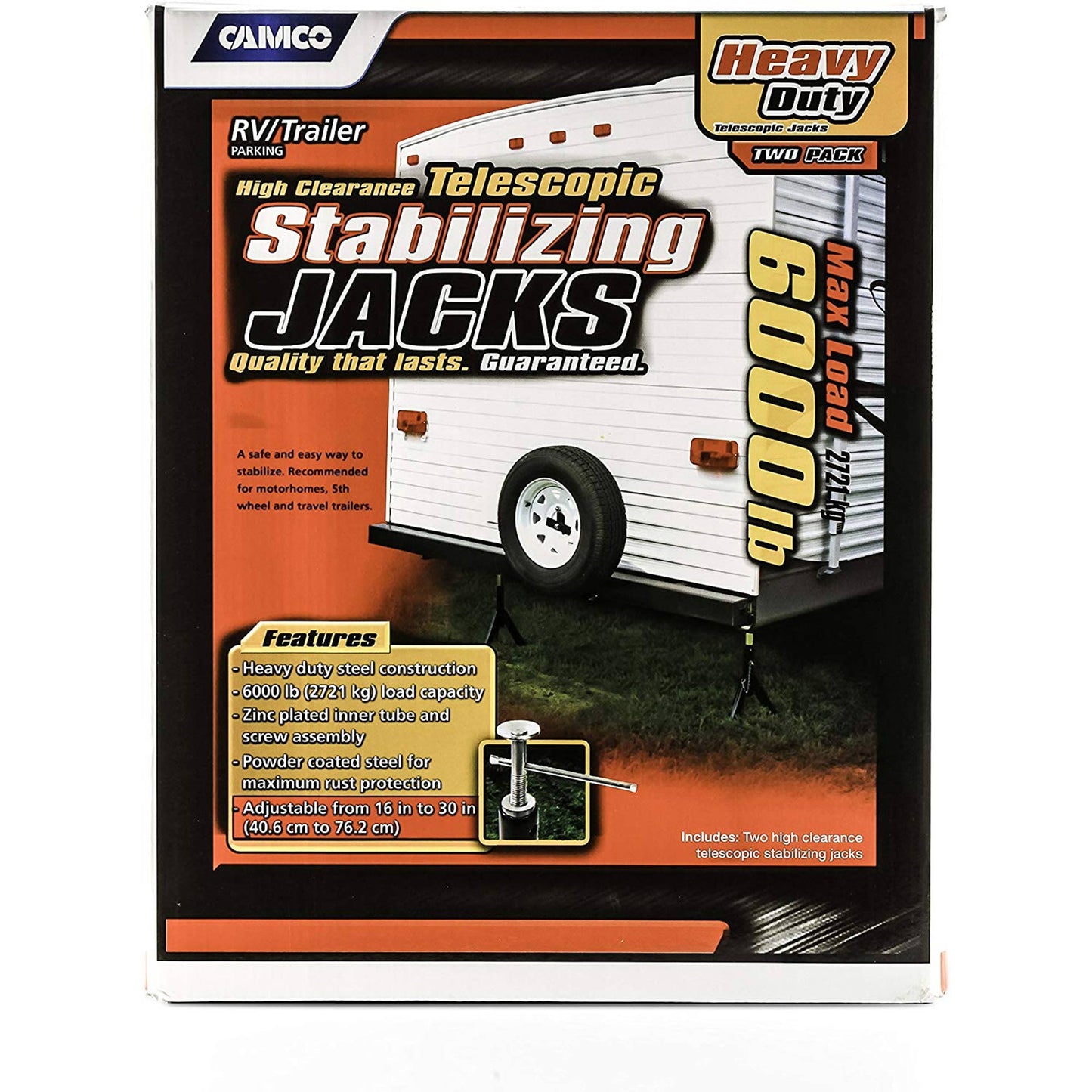 EAZ LIFT Adjustable Telescopic RV Jack, 16" to 30", 6,000 lb Capacity (2 Pack) - Find Fresh Goods