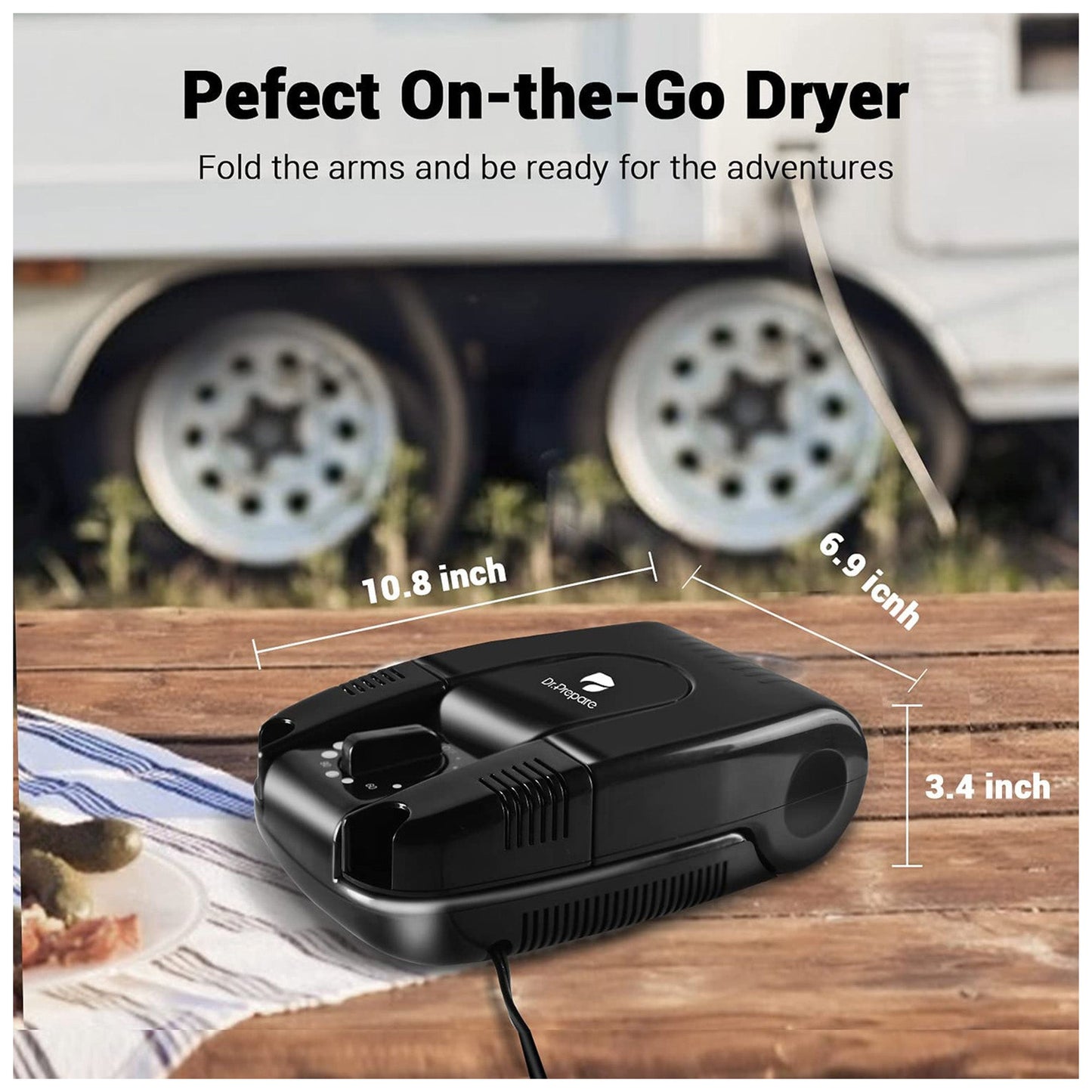 Dr. Prepare Boot & Shoe Dryer, Active On the Go Drying with Built In Fan, Black