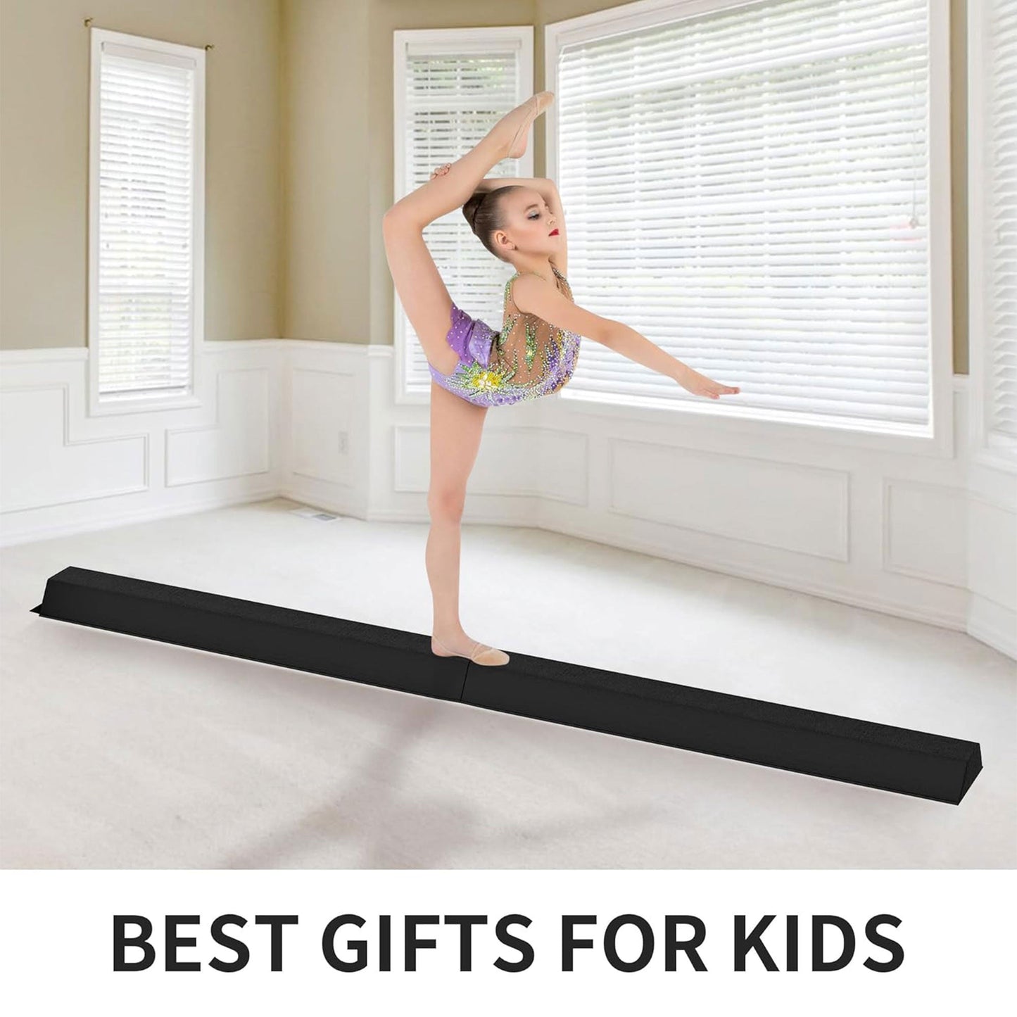 BalanceFrom Fitness All Purpose Mat with 8 Ft Balance Beam Gymnastic Set, Black