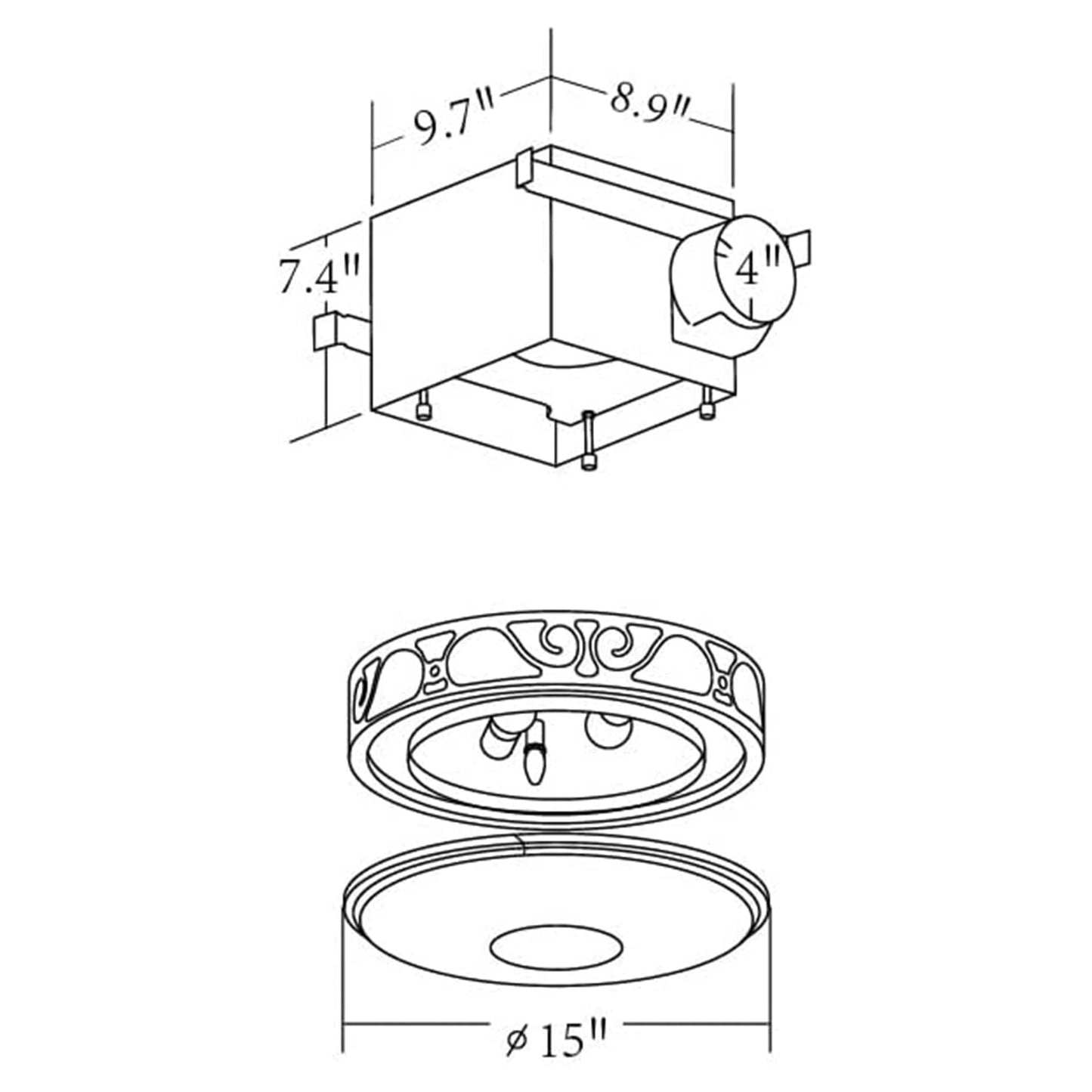 Good Housekeeping Roman Bathroom Ventilation Fan with Light, Brushed Nickel