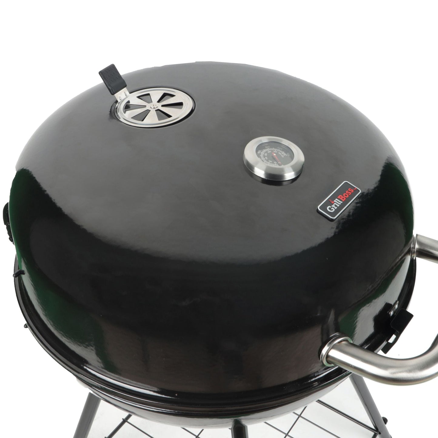 Grill Boss 22" Kettle Charcoal Grill, Porcelain Lid, Large Cooking Area, Black