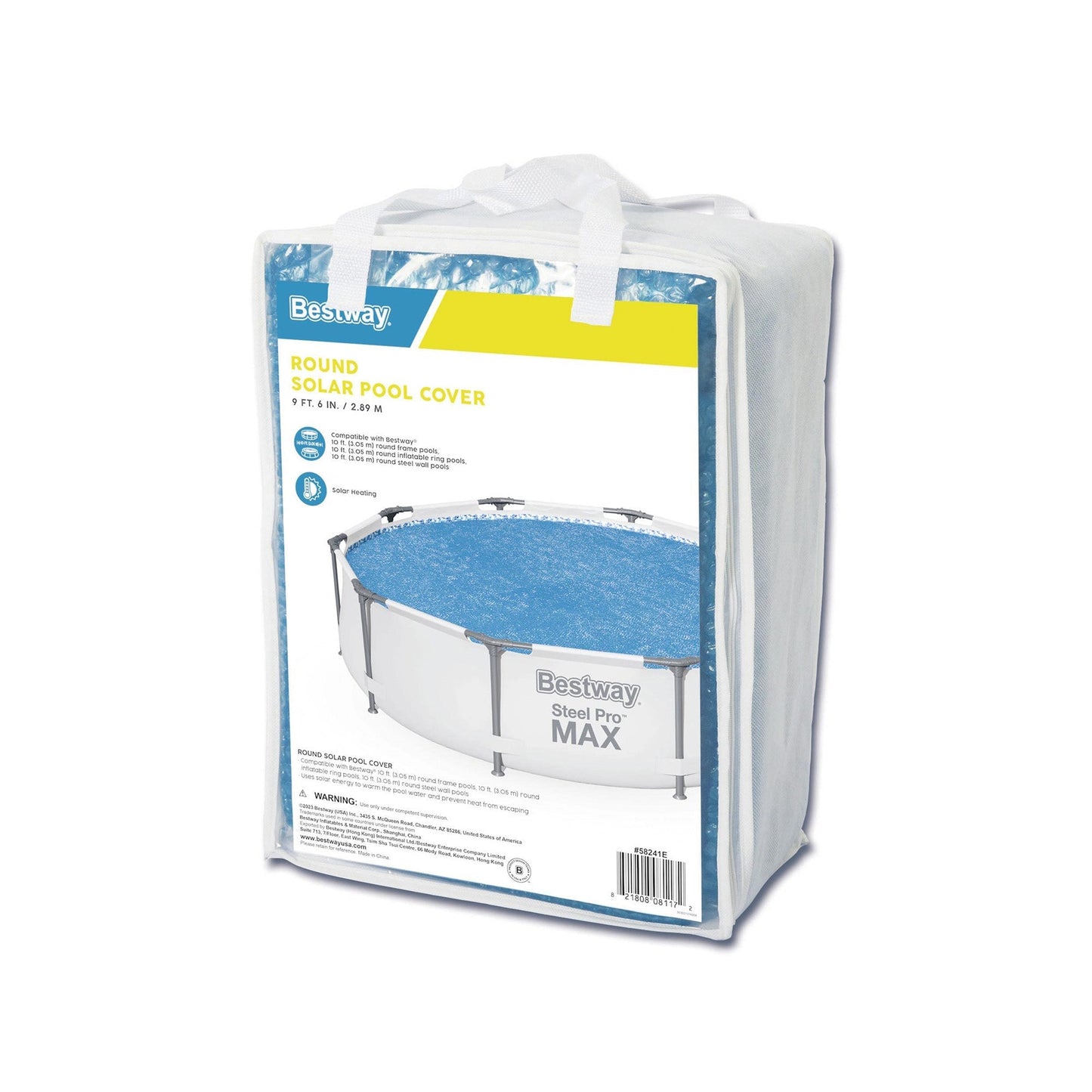 Bestway Round Solar Pool Cover for 10’ Round Above Ground Swimming Pools, Blue