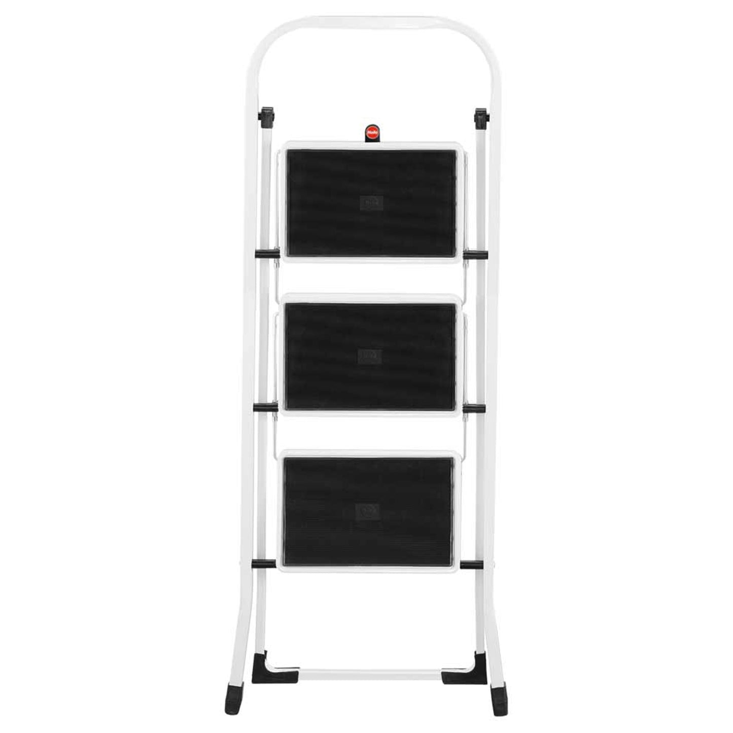 Hailo K20 3-Step Folding Ladder with Sturdy Steel Frame, 330 lb Capacity, Silver