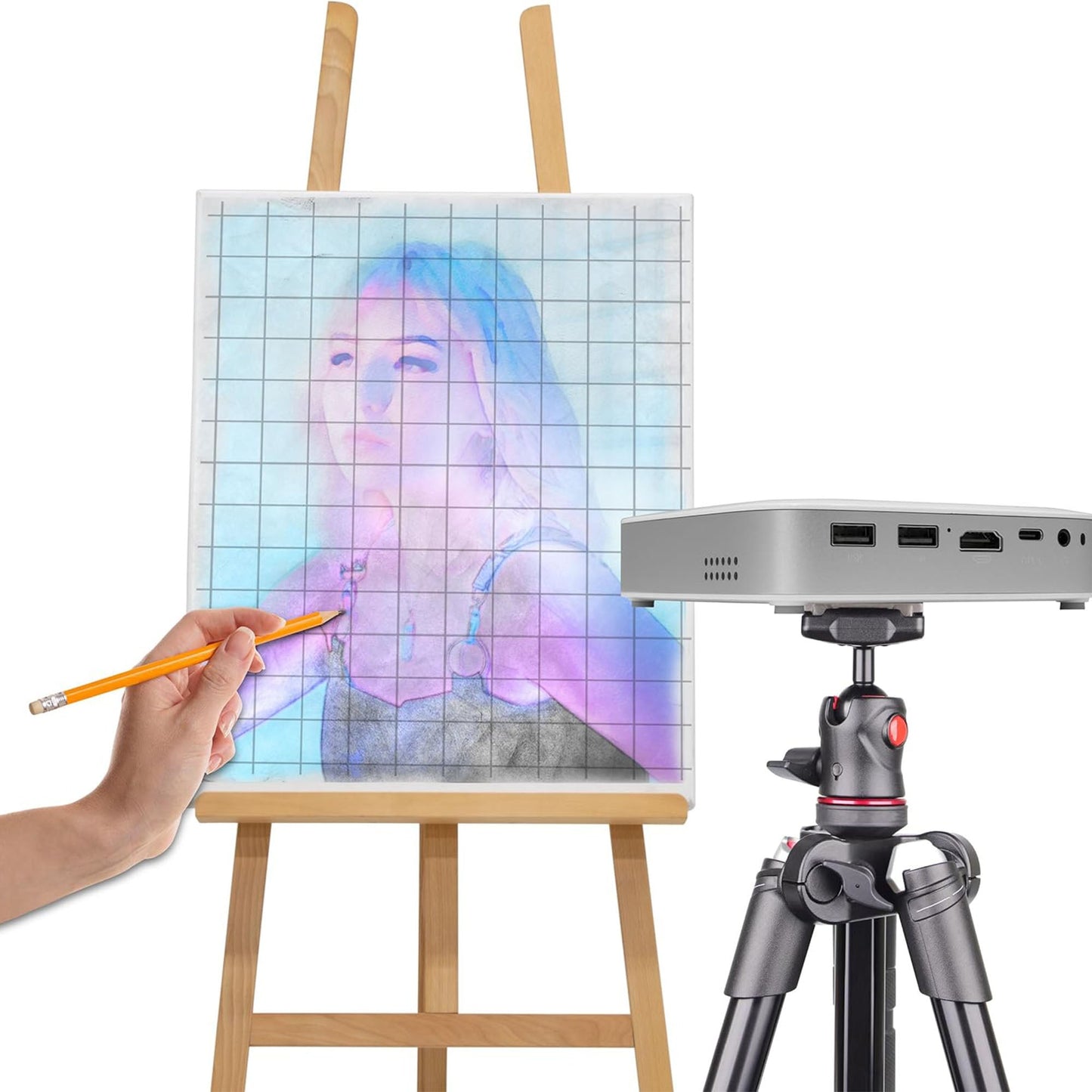 Artograph Smart HD Digital Art Projector with Remote, Wi Fi, and Case, White