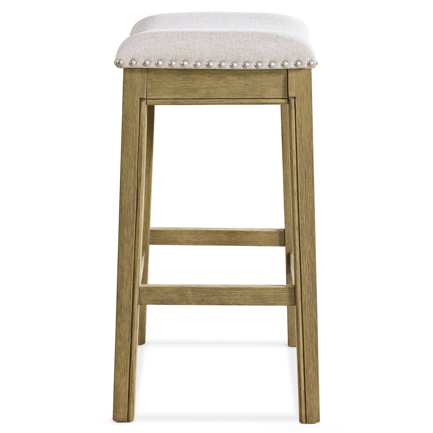 ROME + OAK Parker Backless Saddle Kitchen Counter Stool, Natural, Cream Fabric