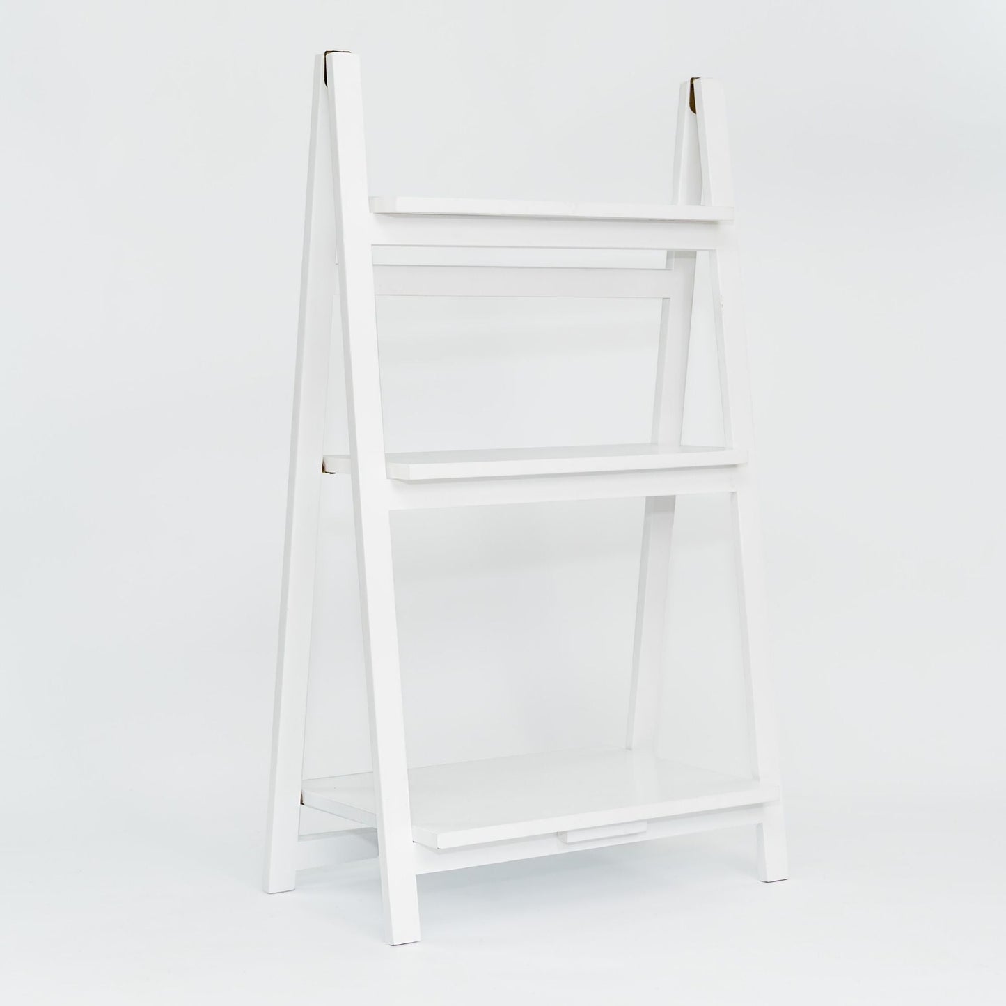 PJ Wood 3 Tier Foldable Bookshelf Wooden Storage Rack Home Display Stand, White
