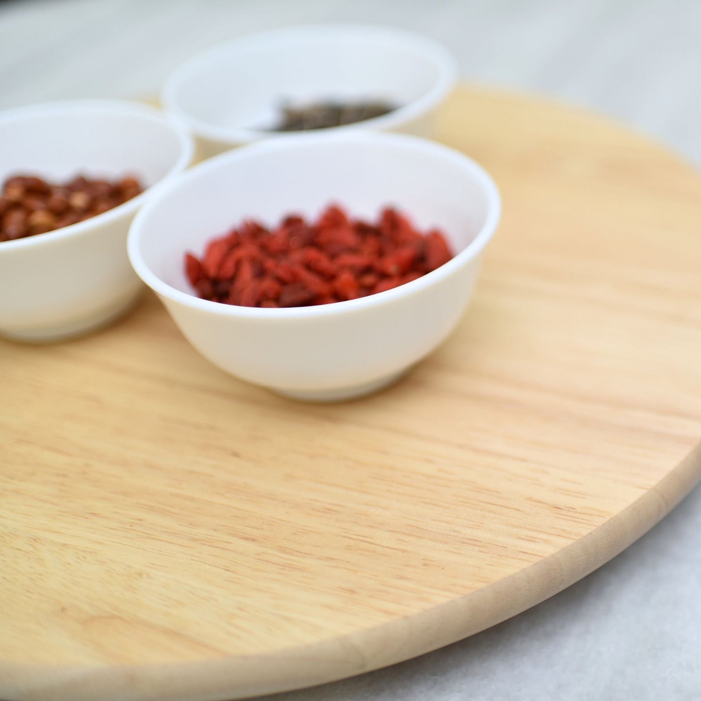 PJ Wood Round Natural Wooden Lazy Susan Organizer Kitchen Cabinet Turntable Tray