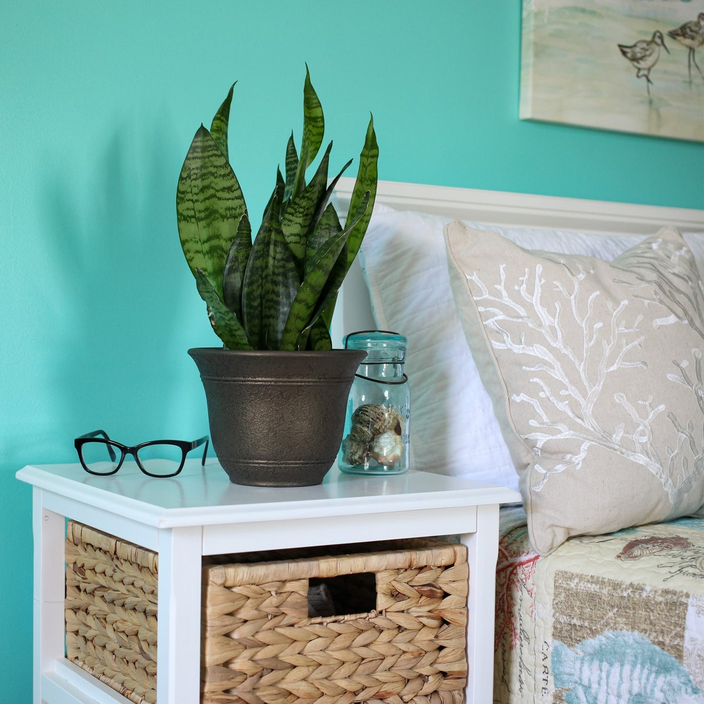 The HC Companies Sierra Self-Watering Pot with Internal Disk, 16", Celtic Bronze