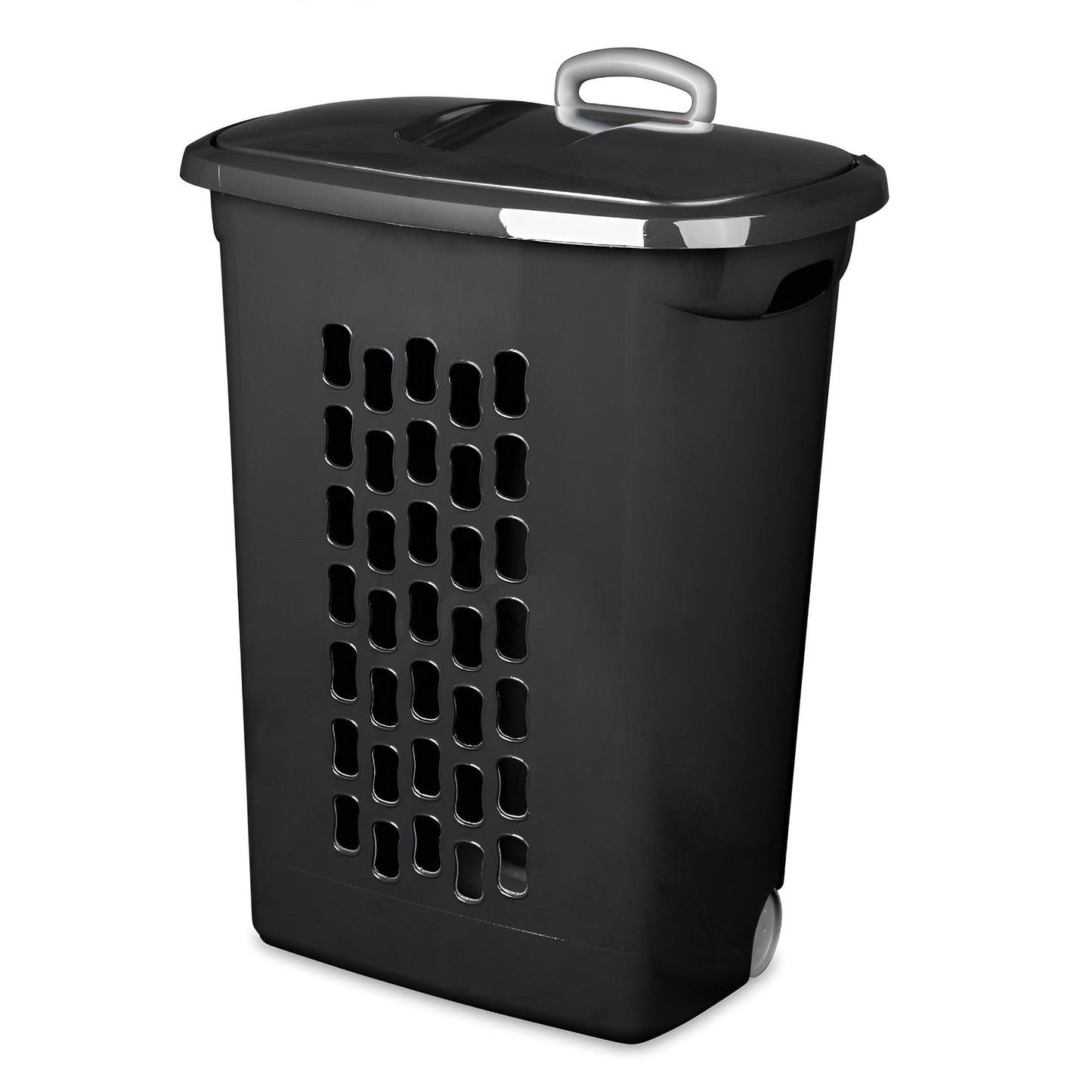 Sterilite Ultra Wheeled Laundry Hamper, Plastic Clothes Bin, Black, 6 Pack