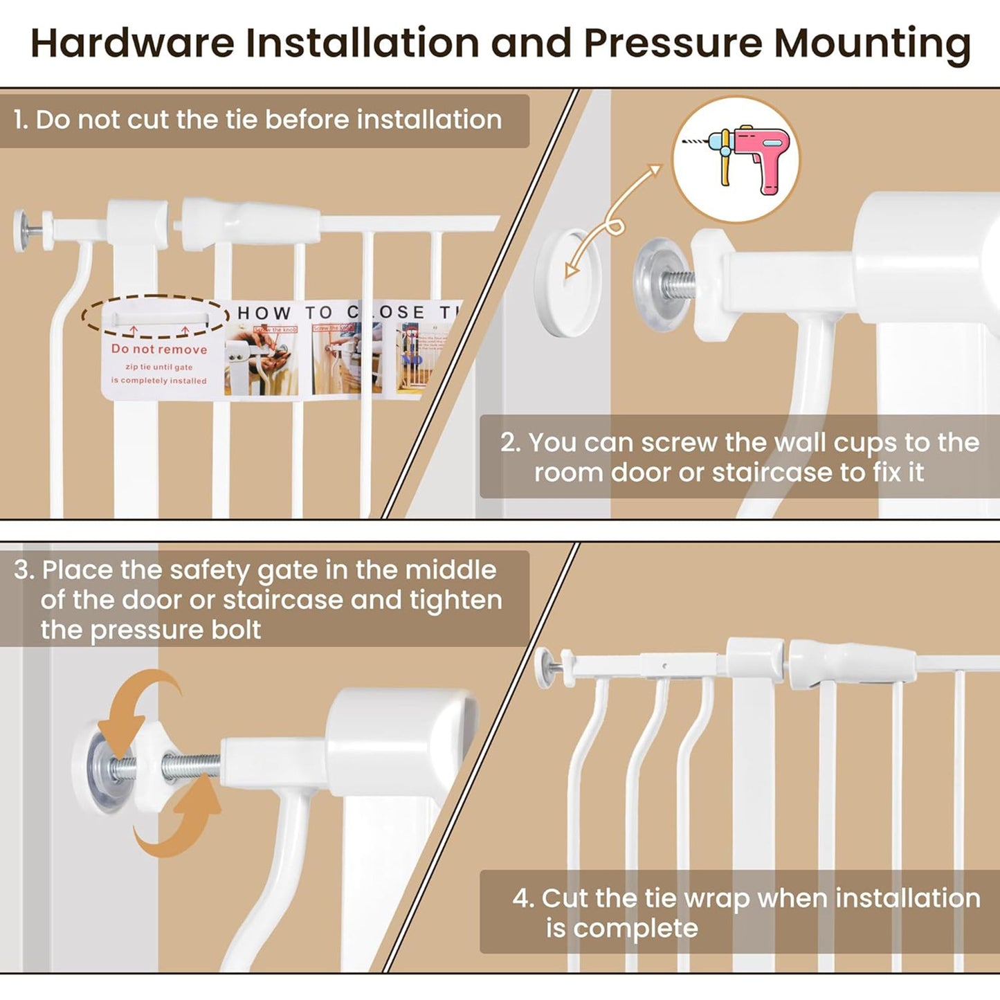 BalanceFrom Walk Thru Safety Gate, Fits 29.1-43.3" Openings, 36” Tall, White