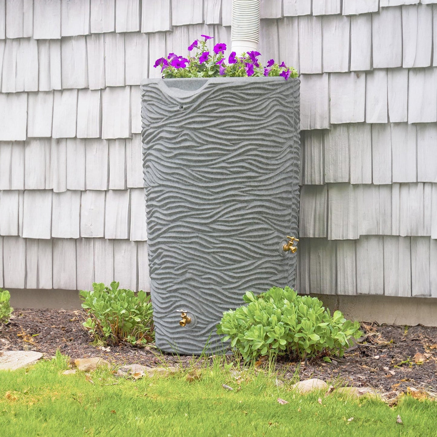 Good Ideas Impressions 65 Gallon Palm Trunk Rain Saver, 2 Spigots, Dark Granite