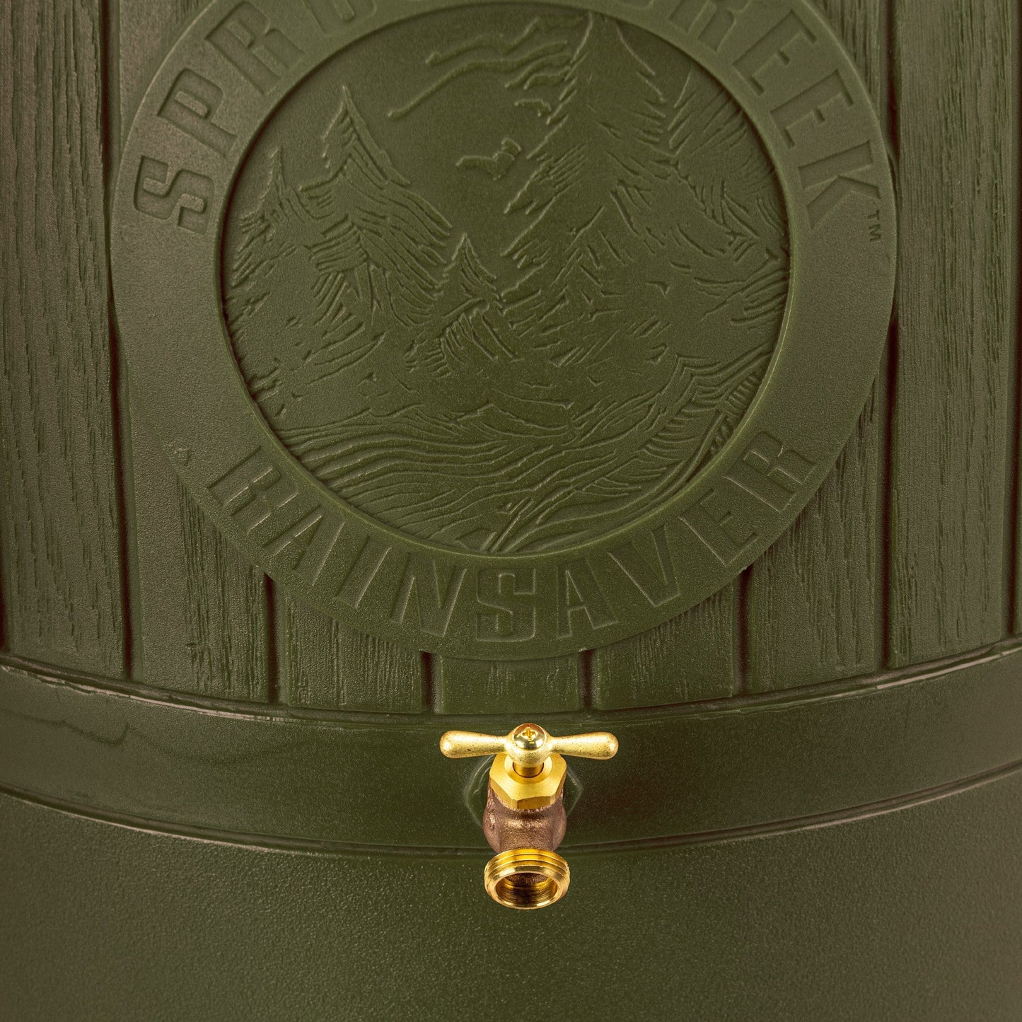 Good Ideas Bushman Spruce Creek 54 Gal Rain Saver Barrel with Spigot, Moss Green