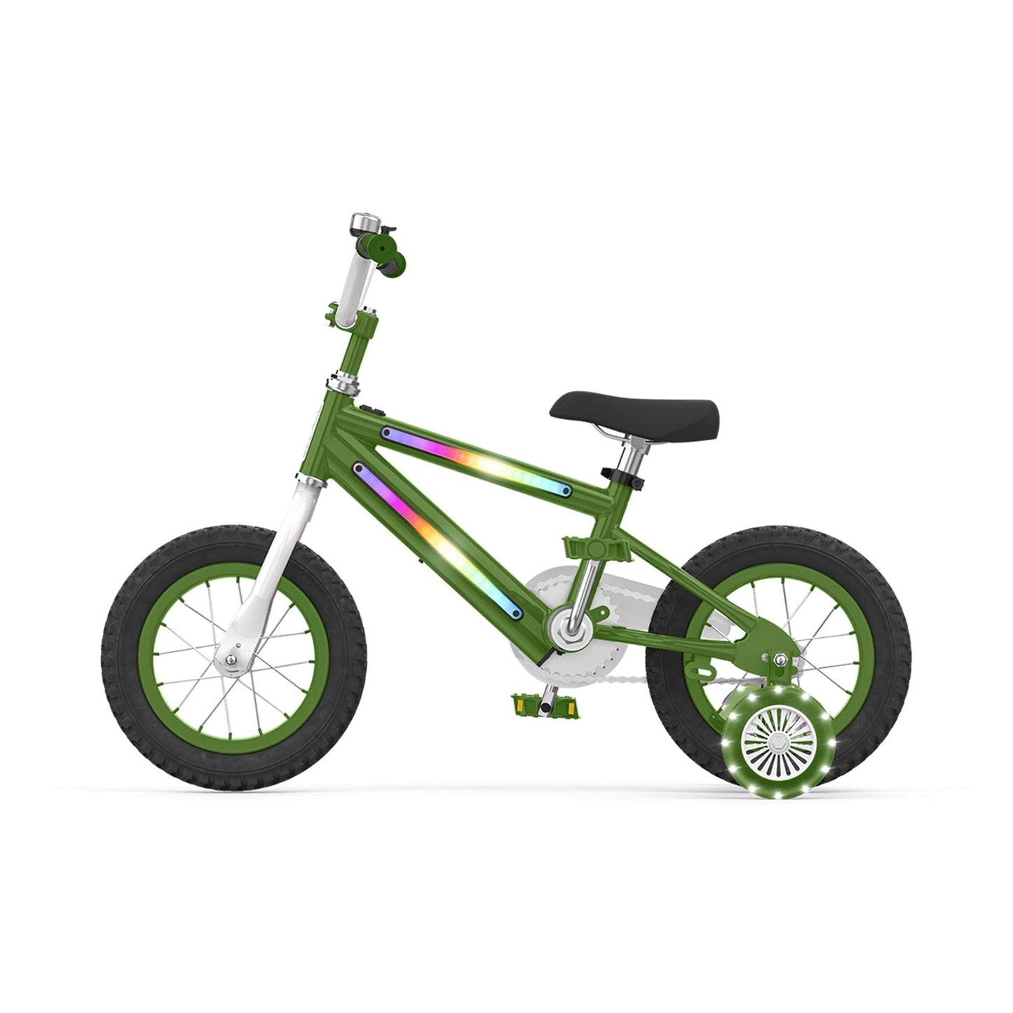 Jetson Light Rider 12" LED Kids Bike with Coaster Brakes, Training Wheels, Green