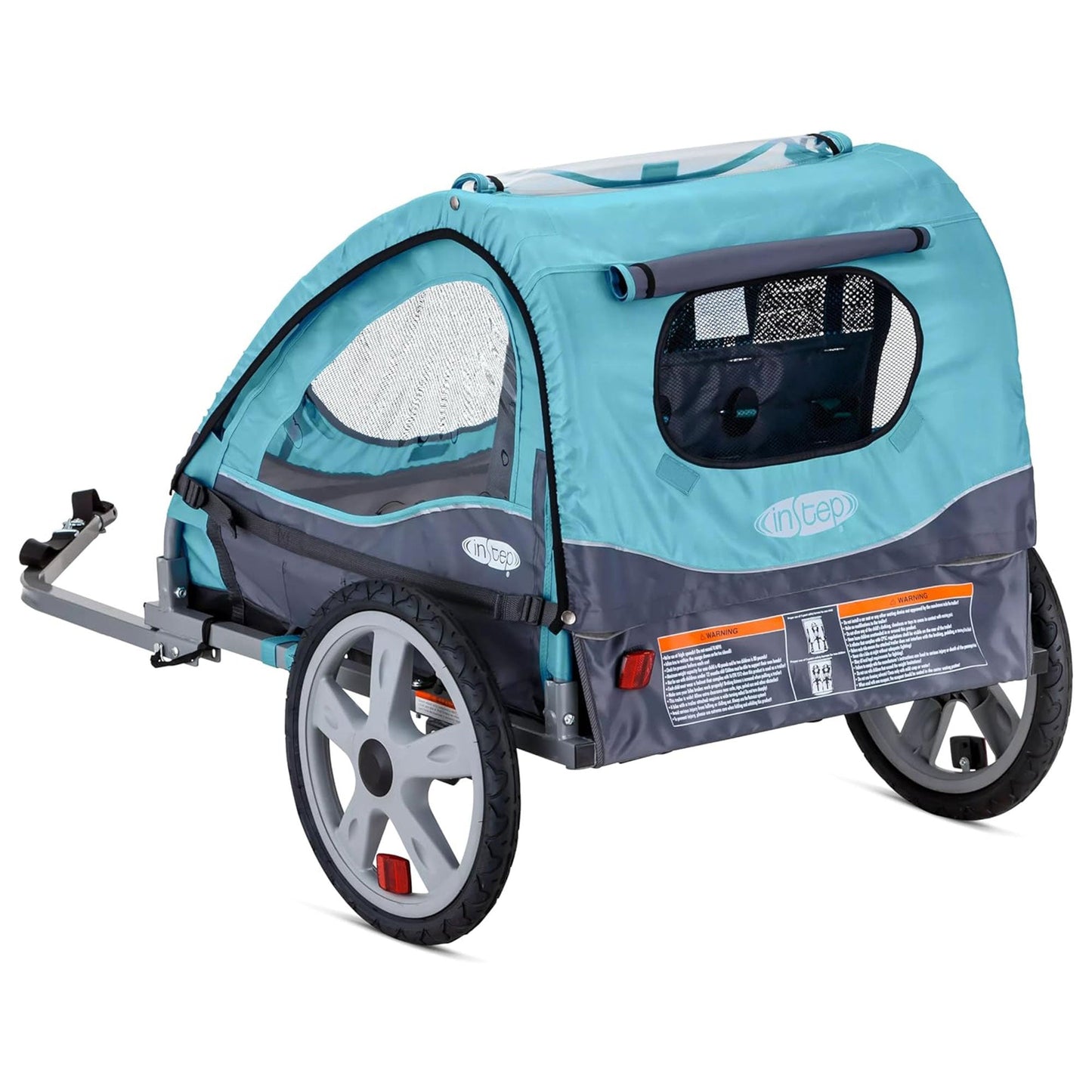 InStep Take 2 Folding Frame Outdoor Nylon Bike Trailer with Double Seat, Blue
