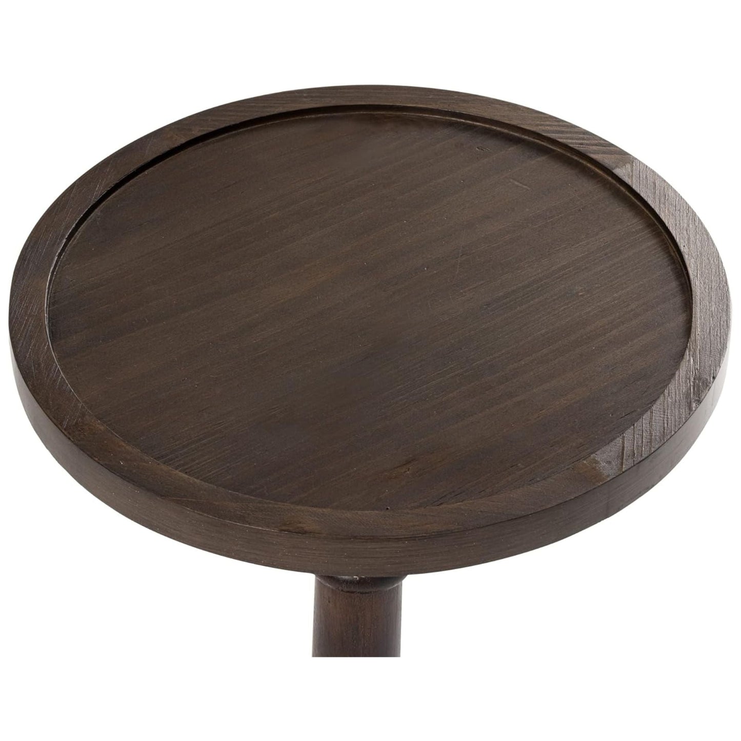 COZAYH Pedestal Tray Top End Table for Holding Drinks, Lamps, Plants, Dark Brown