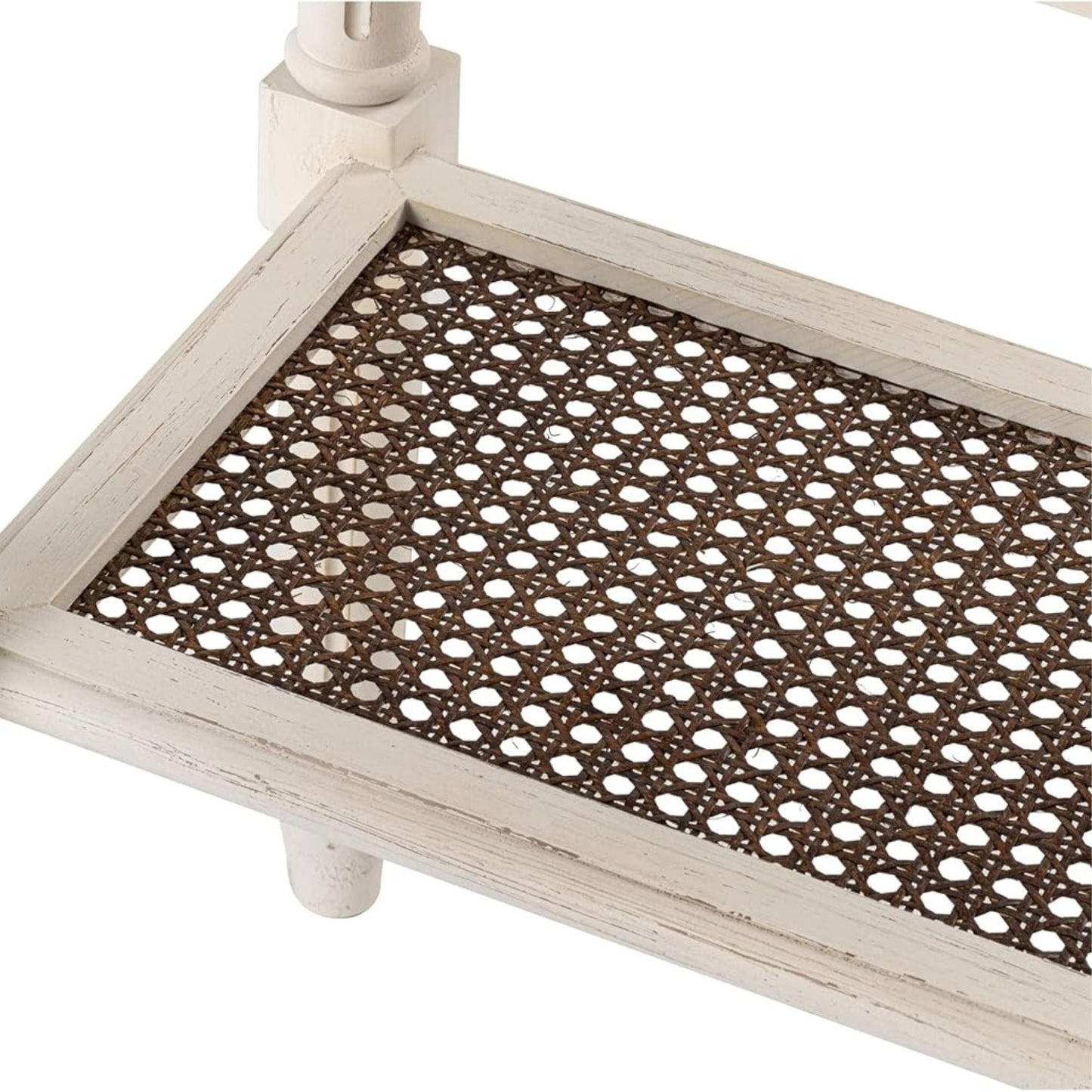 COZAYH Rustic Farmhouse Accent End Table, Wooden Square Tray Top, Brown & White