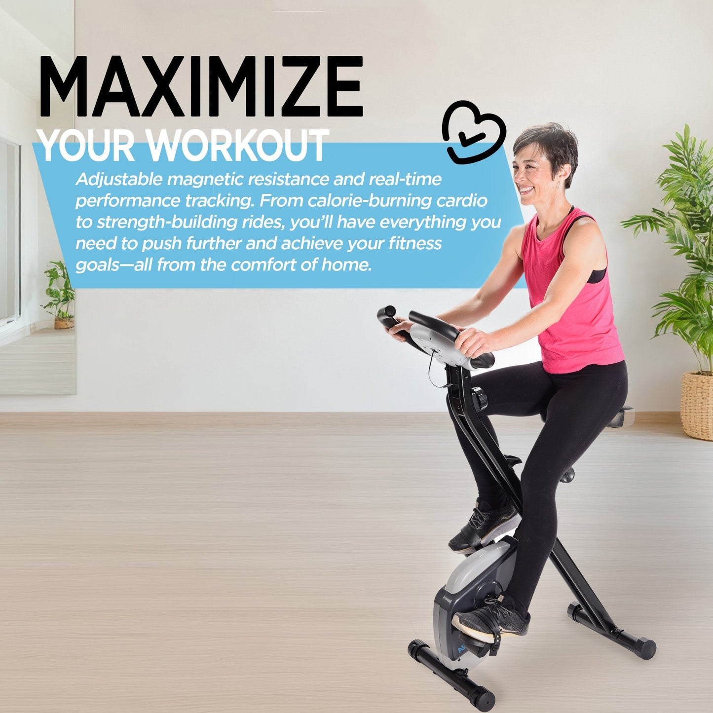 Stamina Products Foldable Exercise Bike with Smart Workout App for Home Fitness