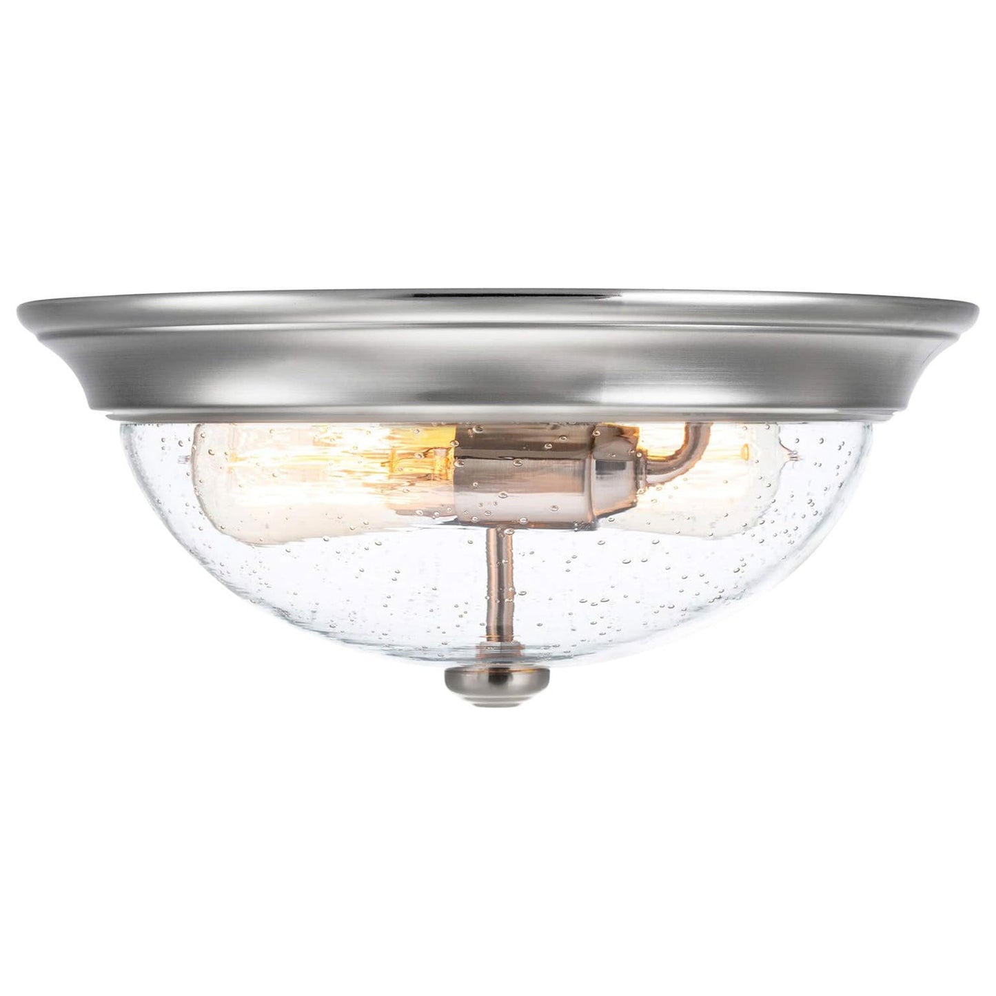 Prominence Home 13” Flush Mount Seeded Ceiling Light, Madalyn, 51382-31, Nickel