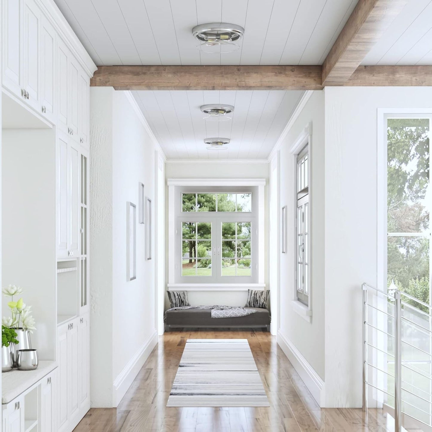 Prominence Home Madalyn 13" Ceiling Light, Clear Drum Glass, Brushed Nickel