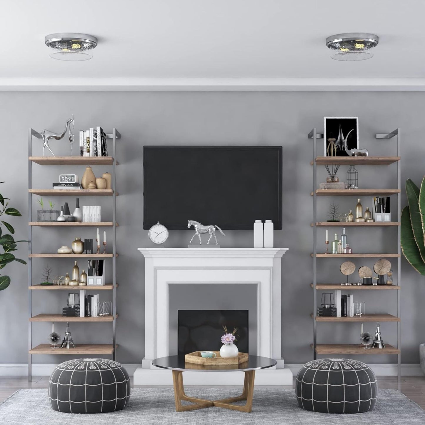 Prominence Home Madalyn 13" Ceiling Light, Seeded Drum Glass, Brushed Nickel