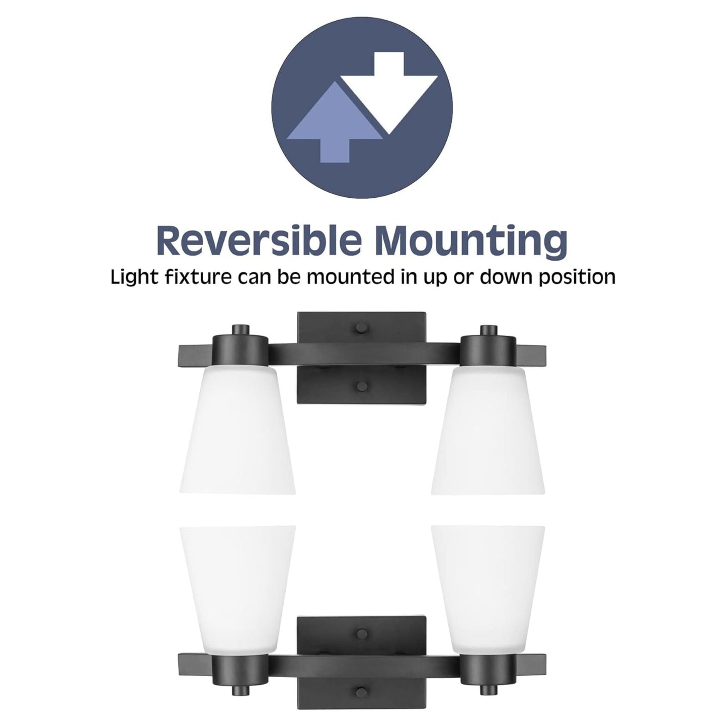 Prominence Home 2 Light Modern Bathroom Vanity Light, Frosted Glass, Matte Black