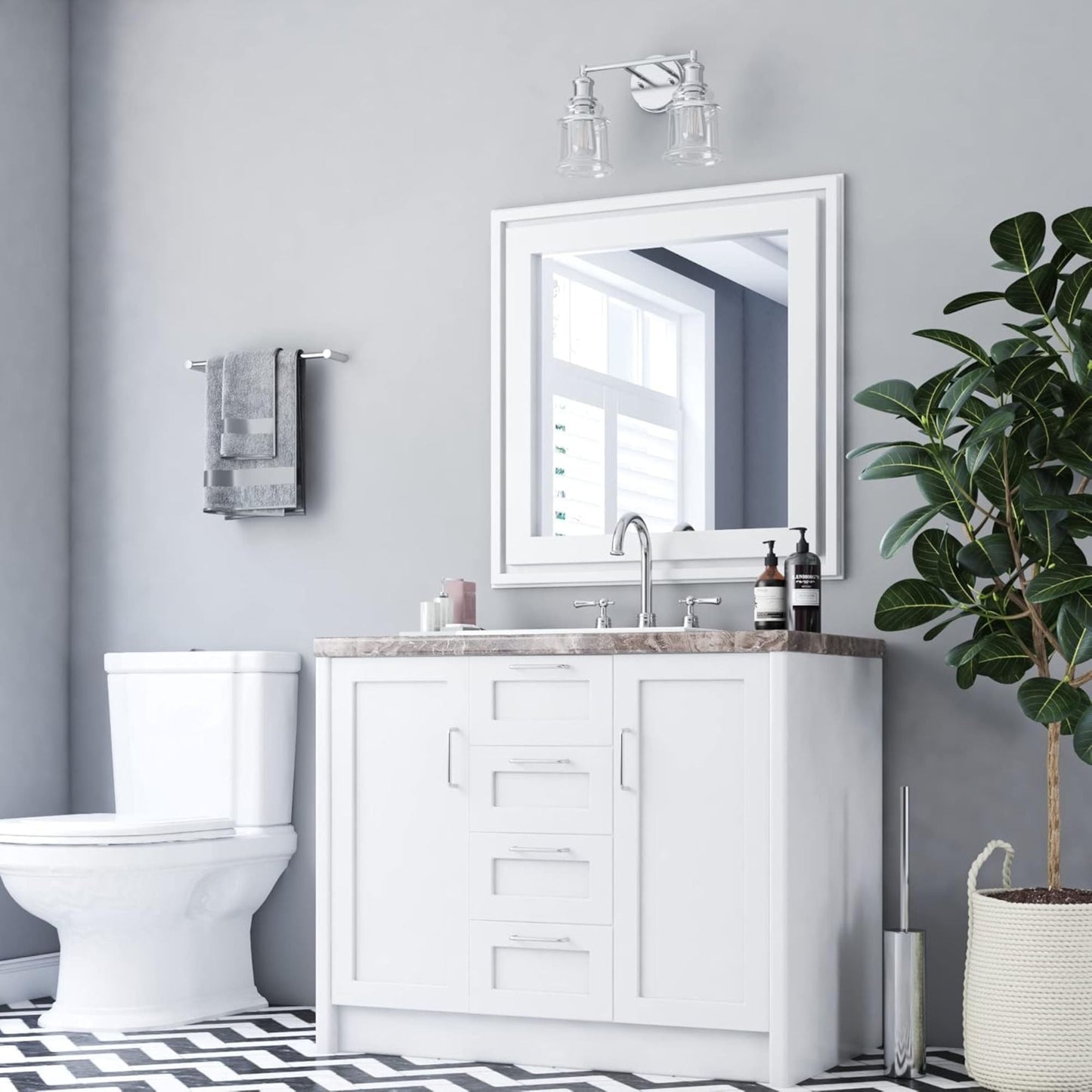 Prominence Home Eaton Ridge 2 Light Industrial Bathroom Vanity, Brushed Nickel