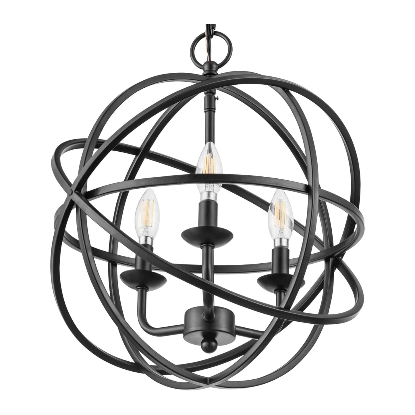 Prominence Home 3 Light Chandelier Pendant Lighting Fixture, Birchberry, Black