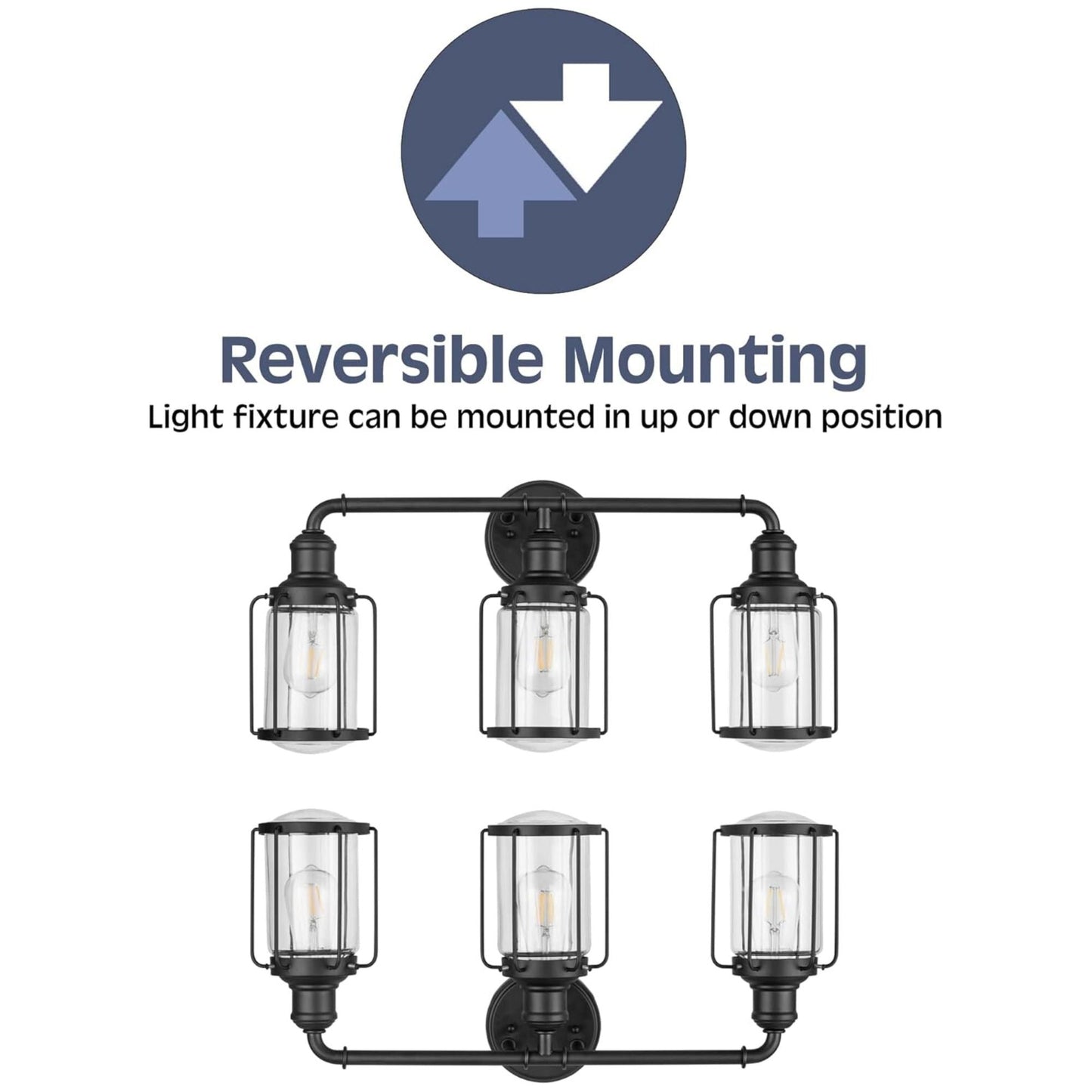 Prominence Home Lincoln Woods 3 Light Industrial Bathroom Vanity Light, Black